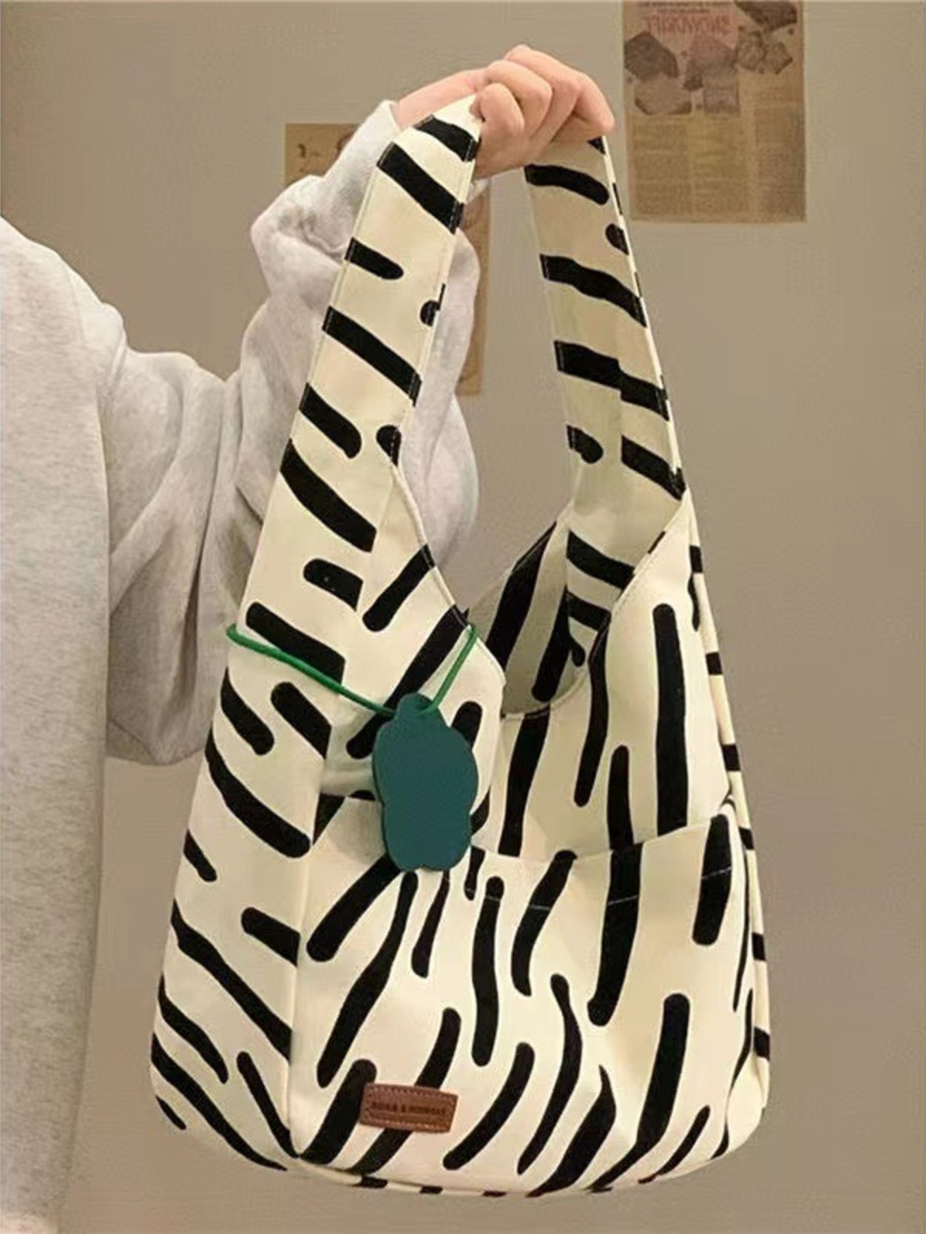 Striped Pattern Casual Handbag