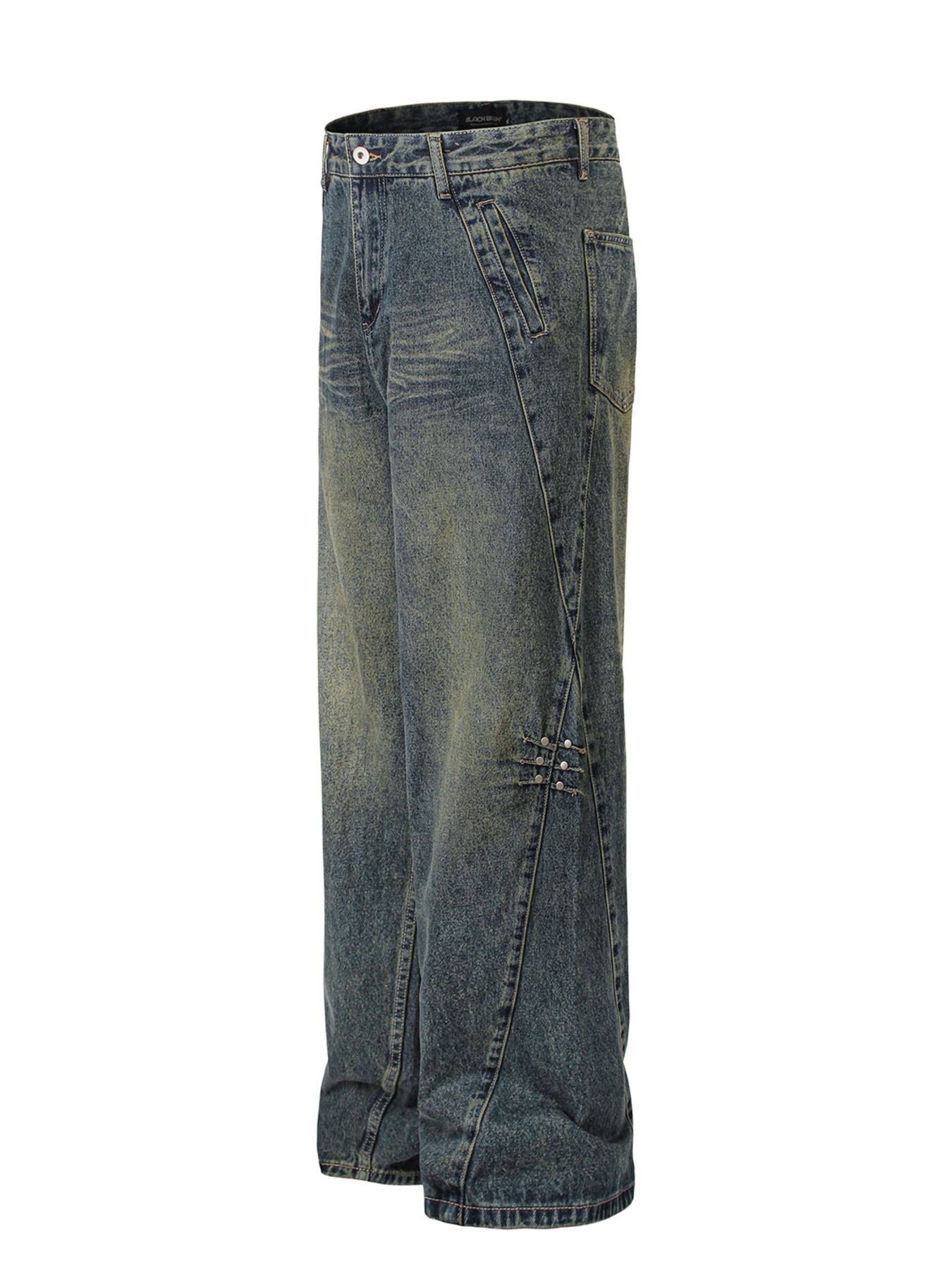 Men's High Waist Washed Straight Jeans