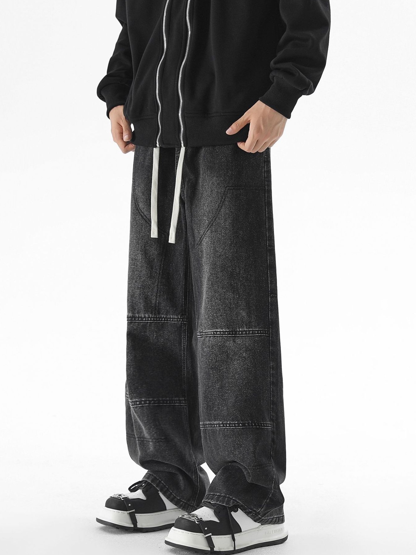 Men's Plus Size Washed Wide Leg Jeans