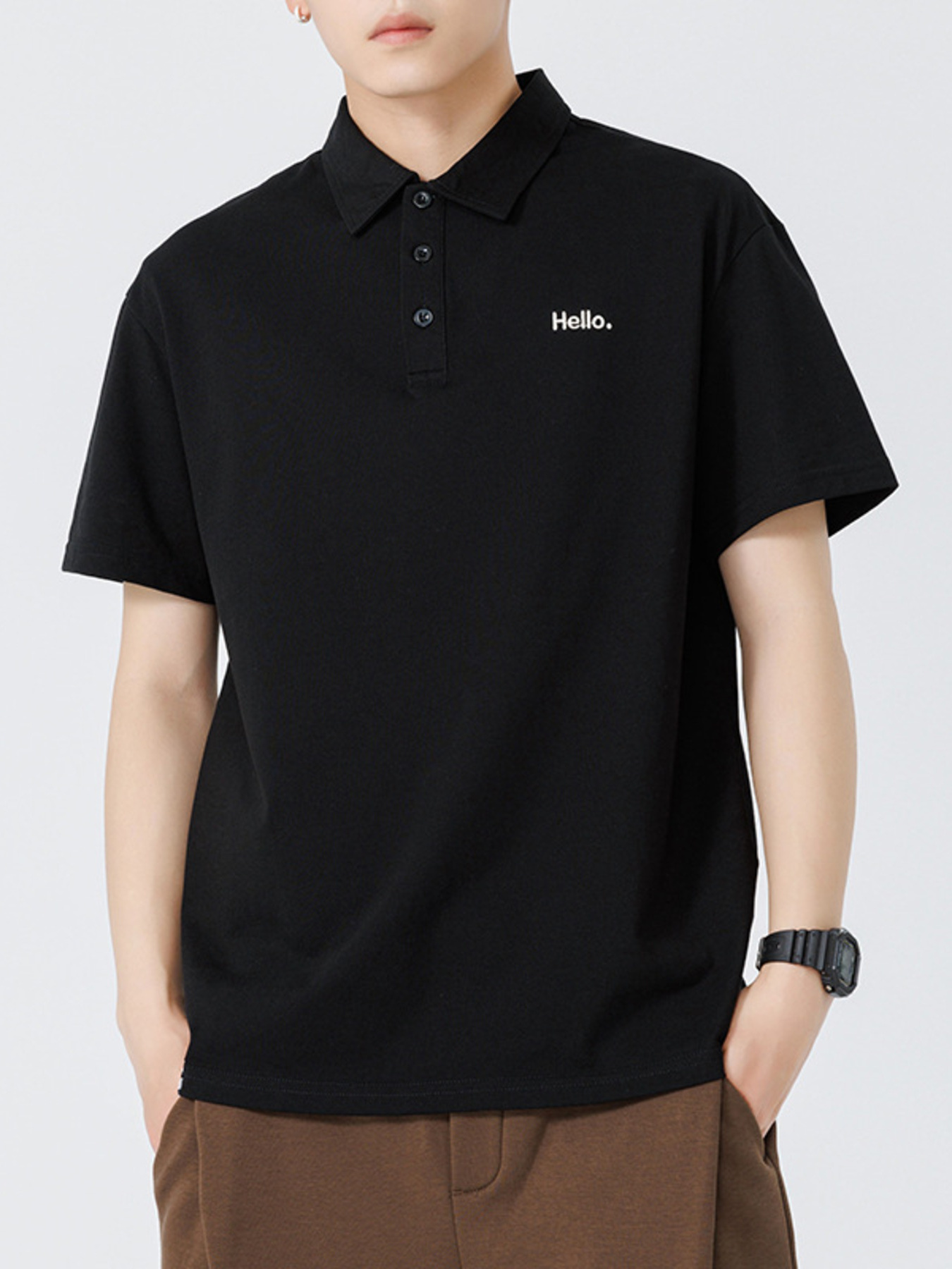Men's Plus Size Button Detail Short Sleeve Polo