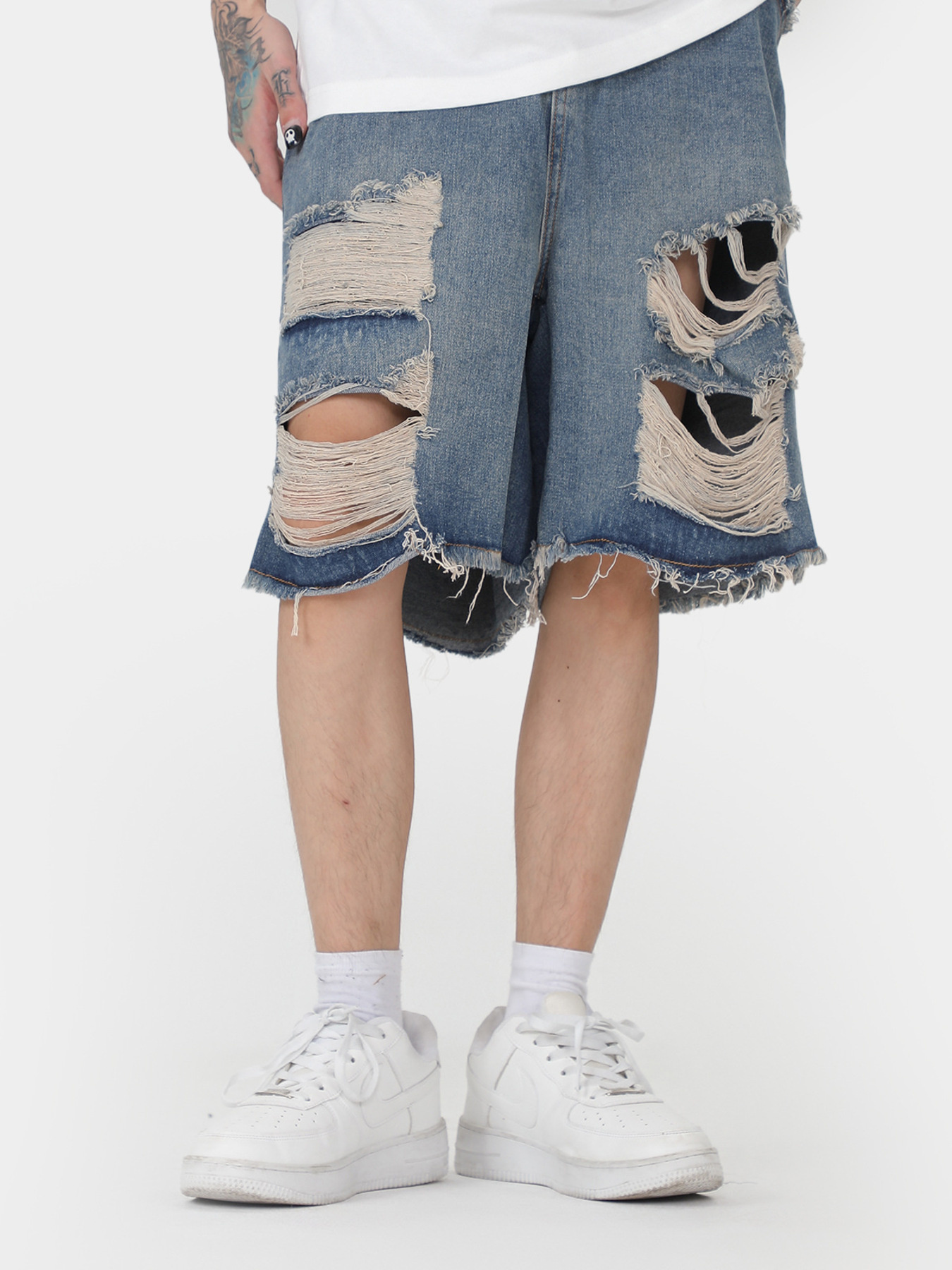 Men's Distressed Denim Shorts