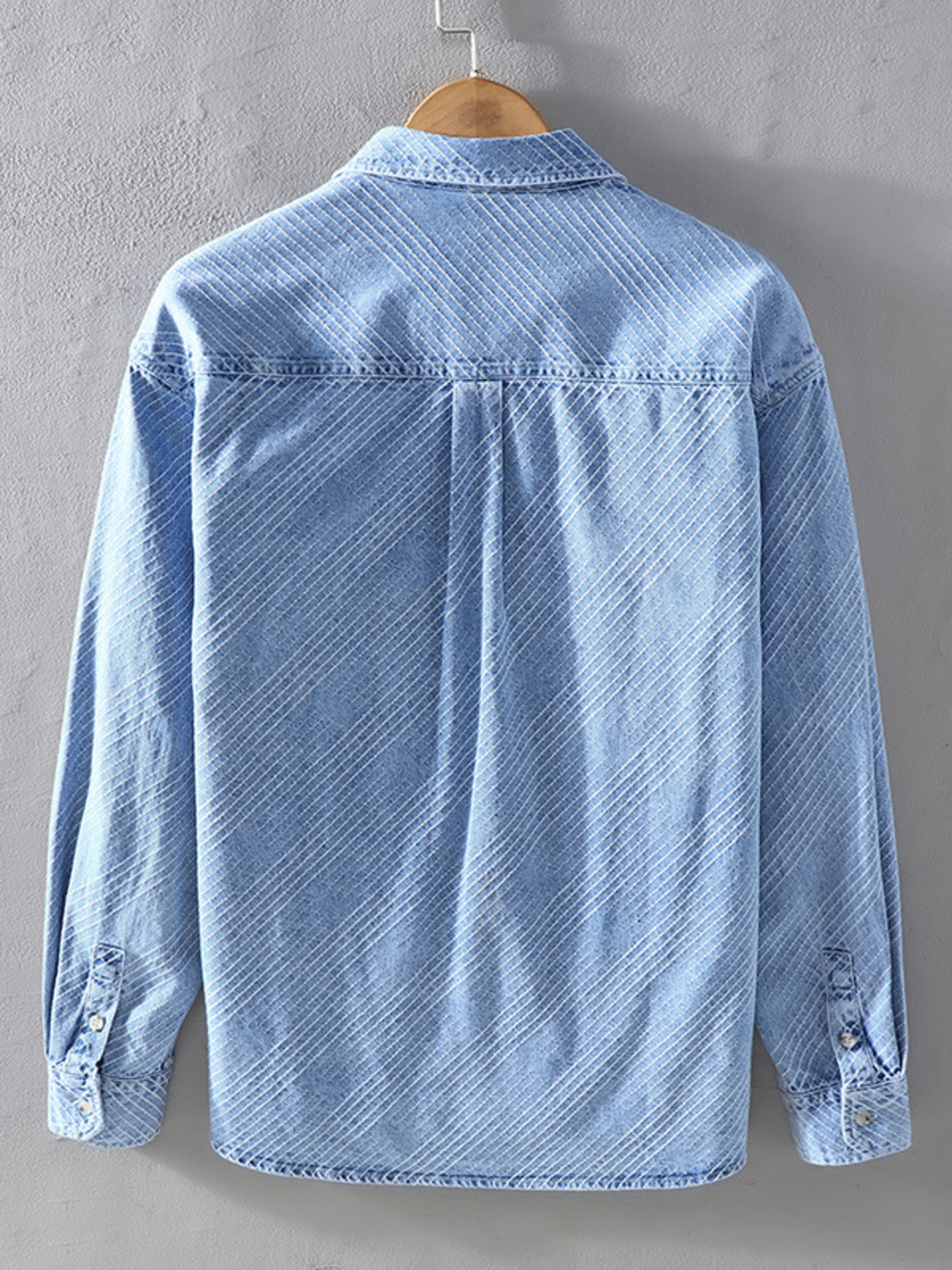 Men's Plus Size Button Up Long Sleeve Denim Shirt