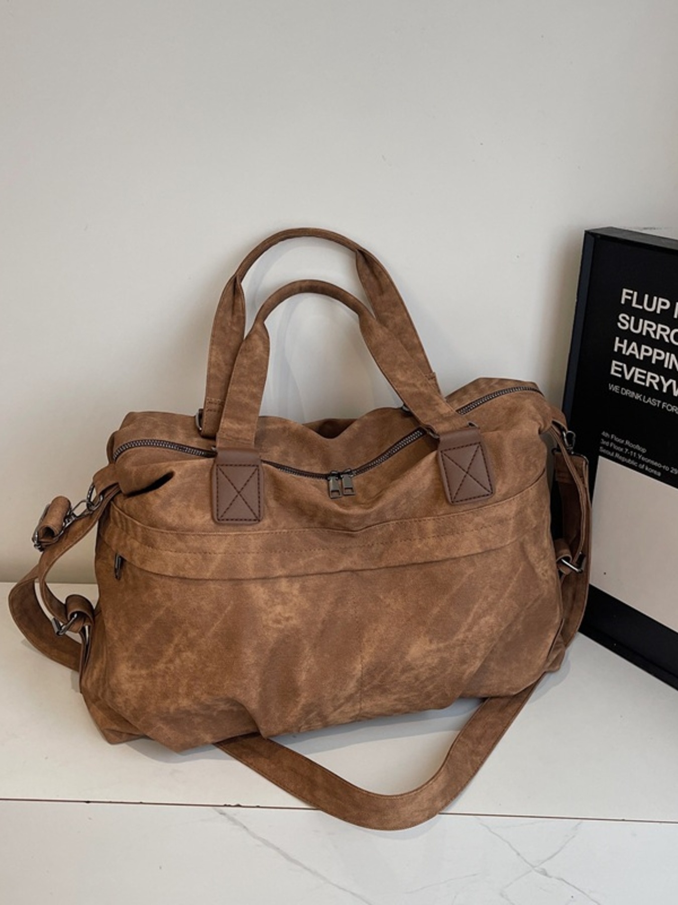Vintage Adjustable Strap Duffel Bag