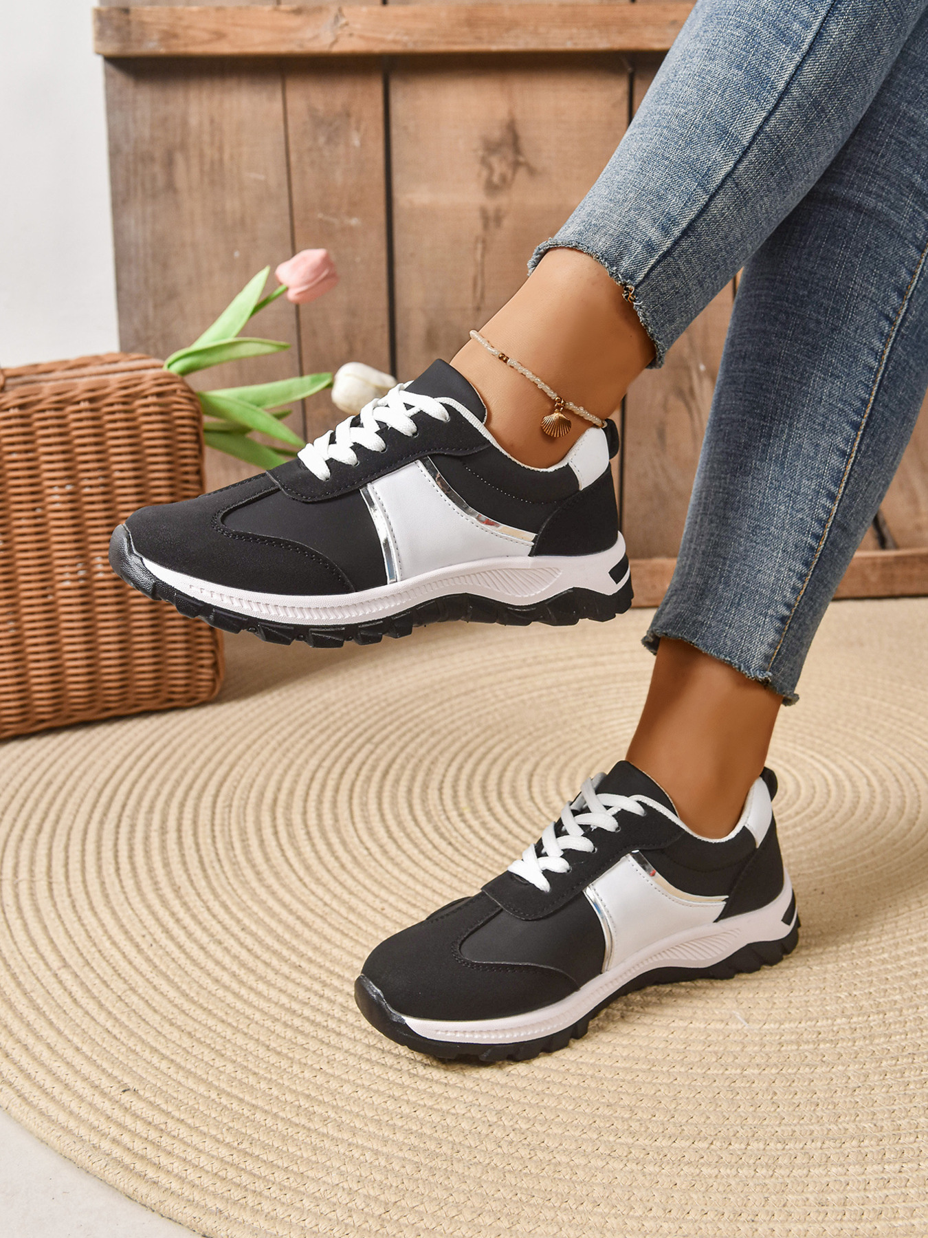 Contrast Lace Up Sneakers