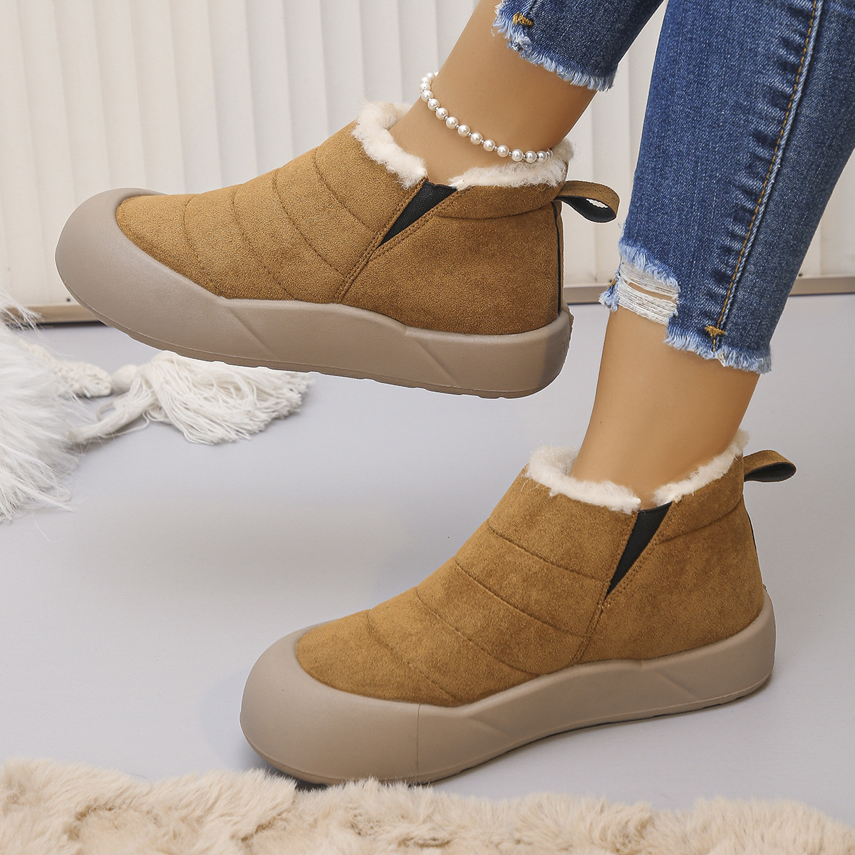Warm Plush Lined Ankle Boots