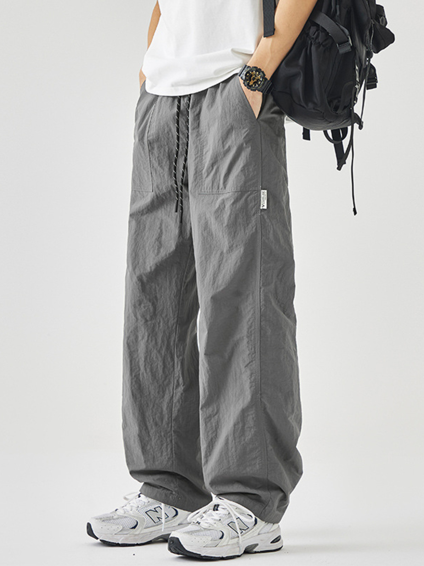 Men's Plus Size Drawstring Wide Leg Pants