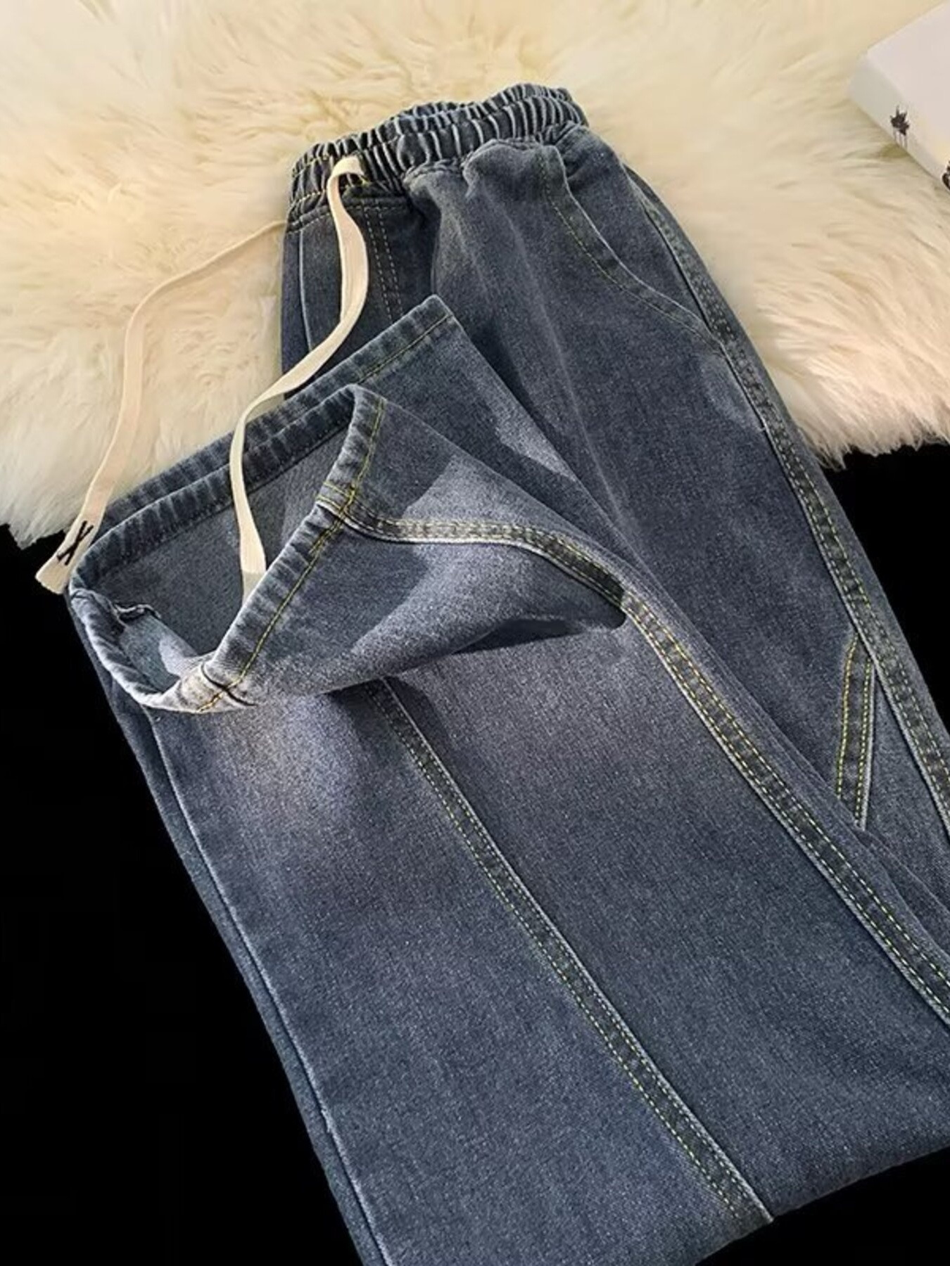 Men's Plus Size Elastic Waist Wide Leg Jeans