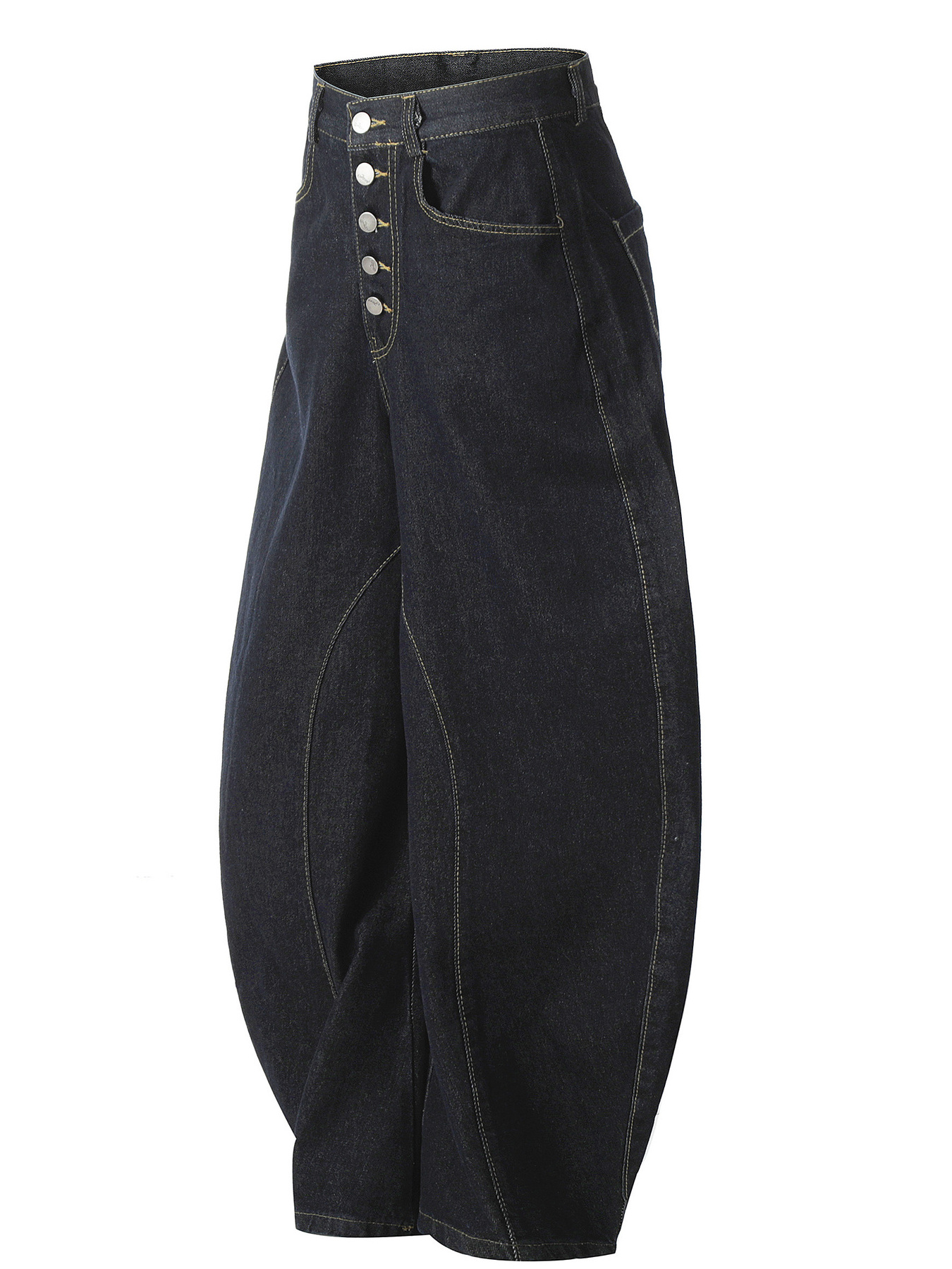 Men's Button Fly High Waist Curved Jeans