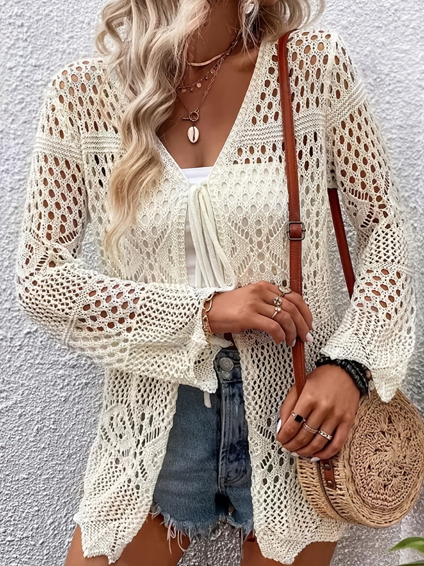 Crochet Tie Front Cardigan view 3