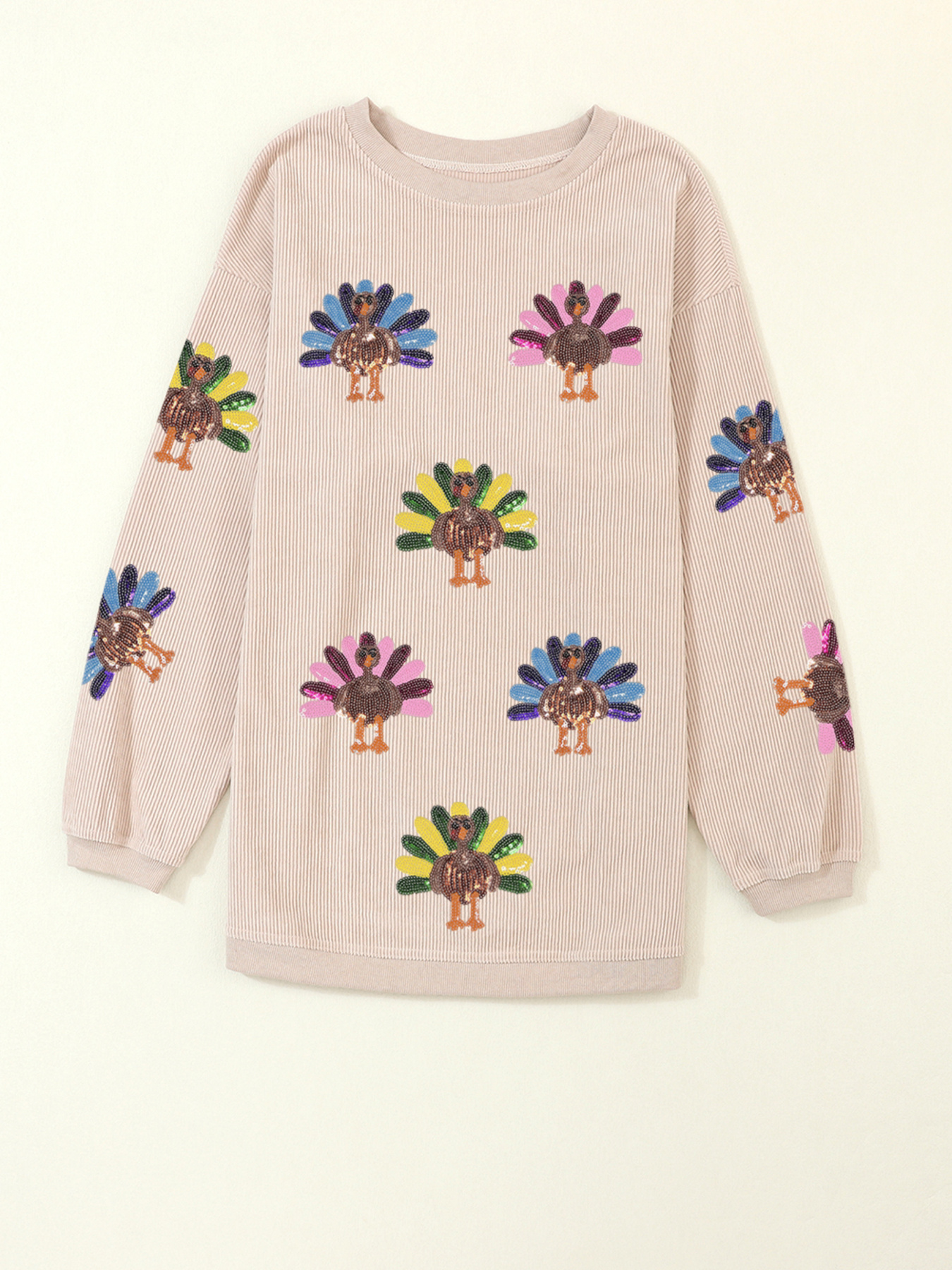 Full Size Turkey Graphic Corded Baggy Sweatshirt Plus Size