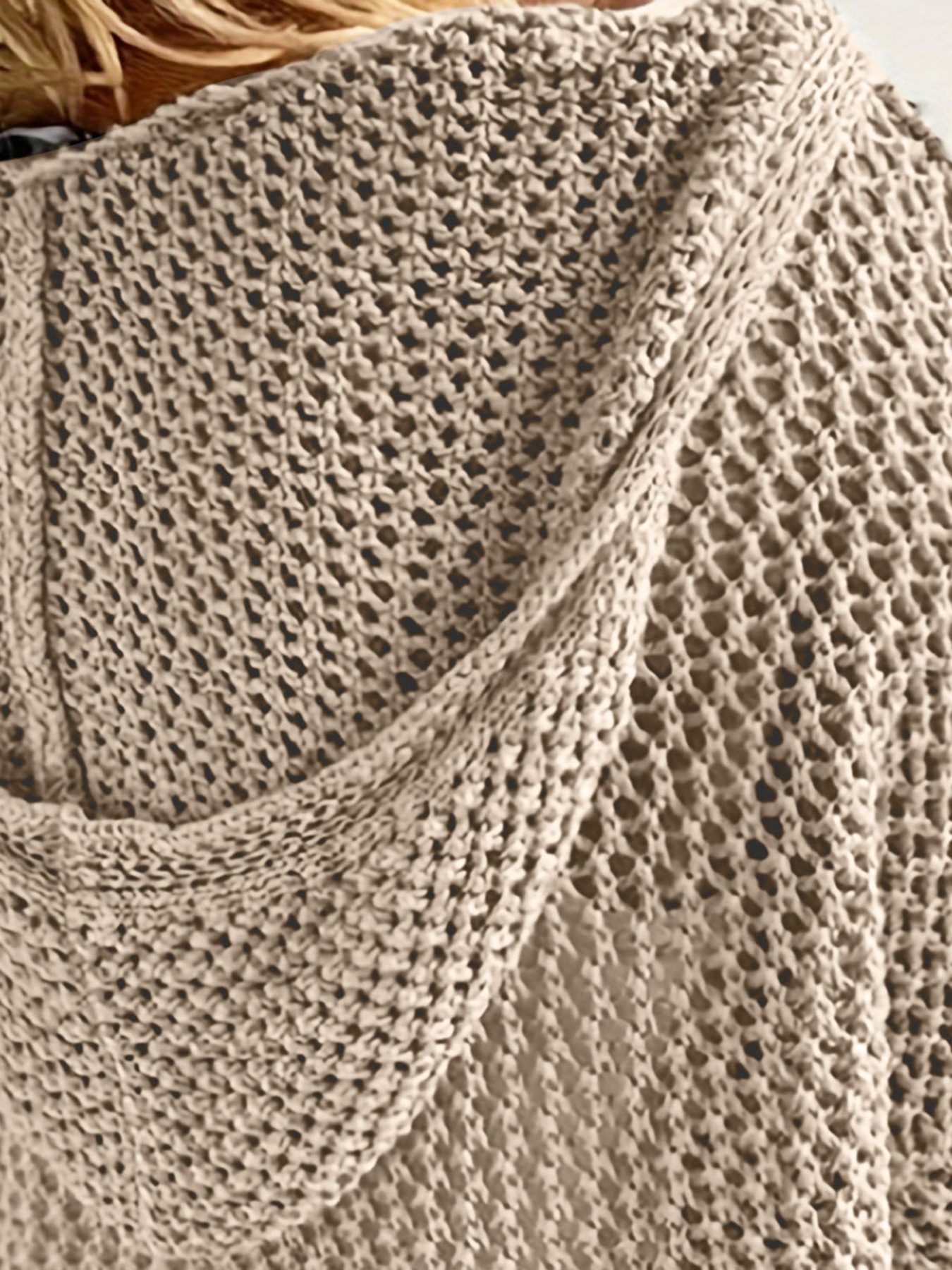 Openwork Long Sleeve Hooded Knit Cover Up view 8