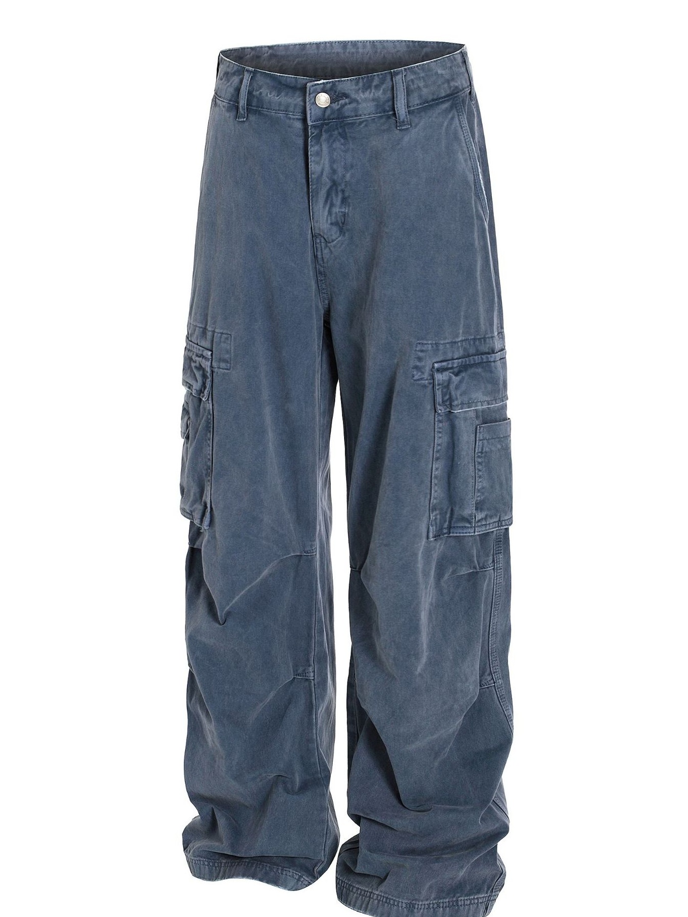 Men's Wide-Leg Cargo Jeans with Side Pockets