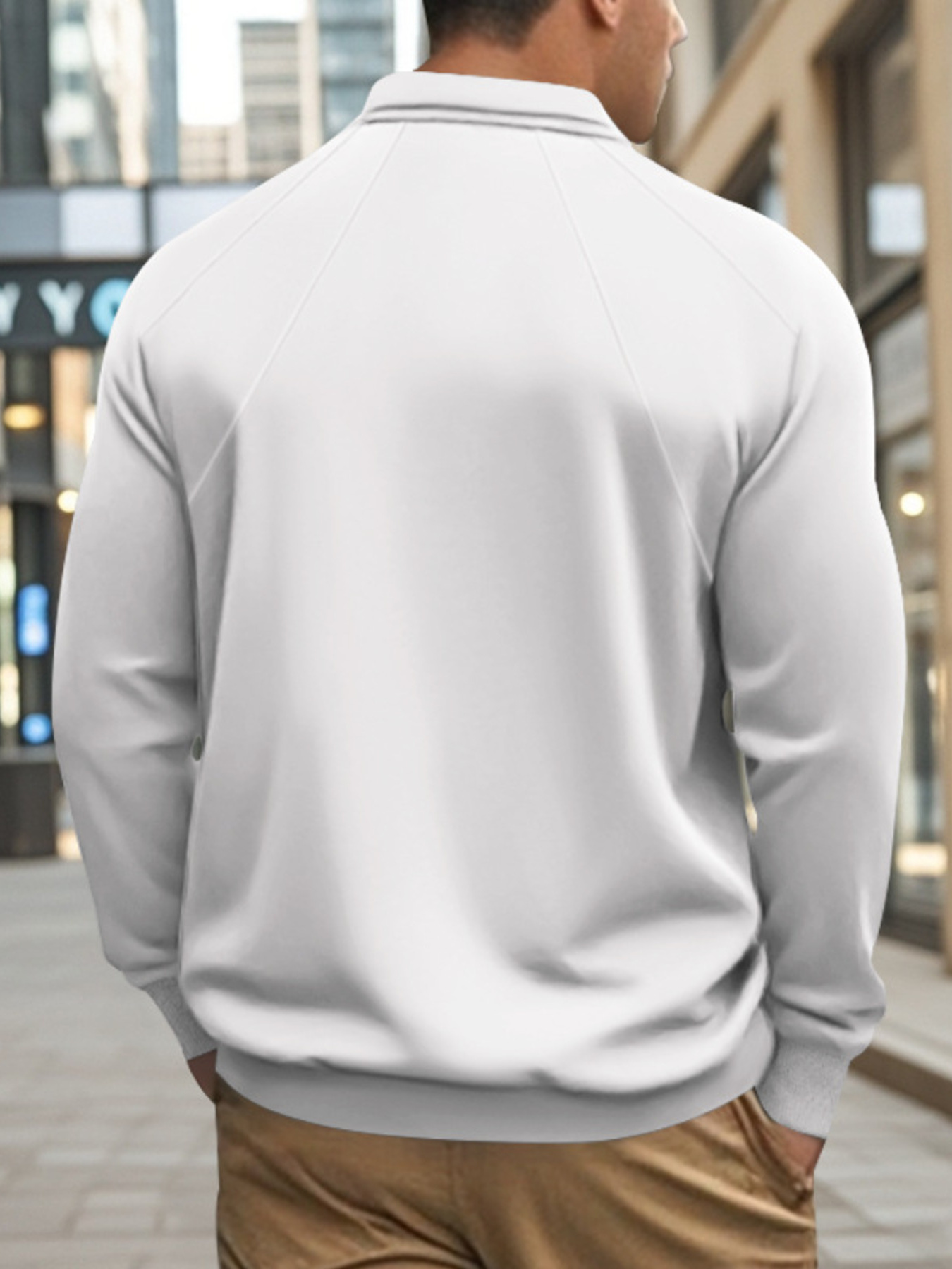 Men's Full Size Classic Collar Long Sleeve Polo Plus Size