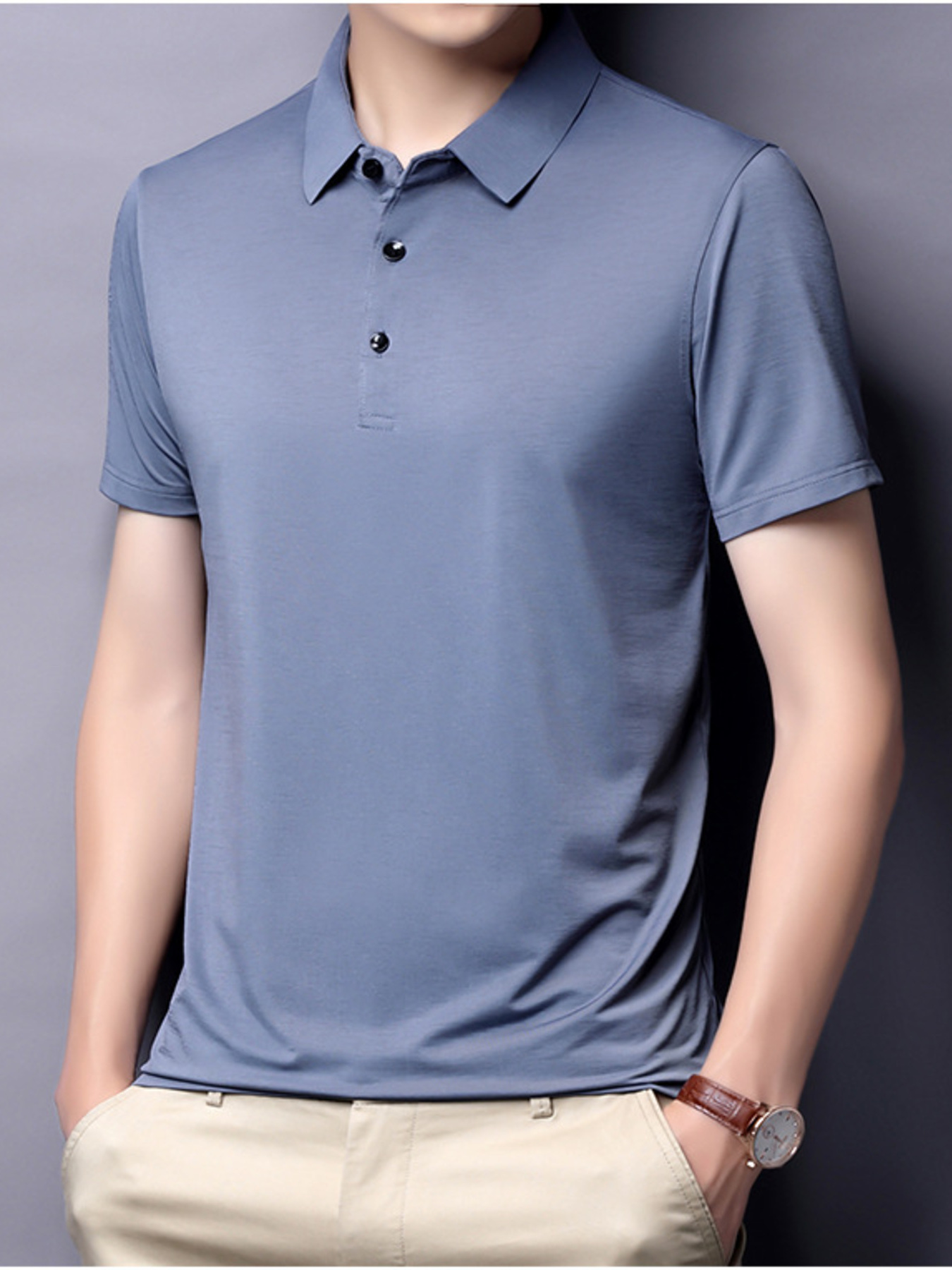 Men's Plus Size Button Detail Short Sleeve Polo