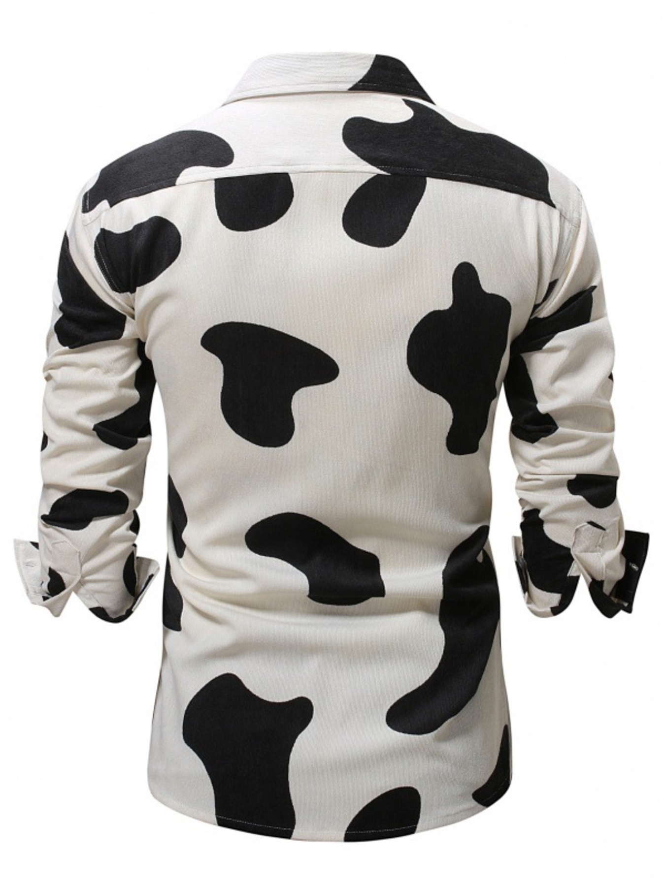 Men's Cow Print Button Up Short Sleeve Shirt
