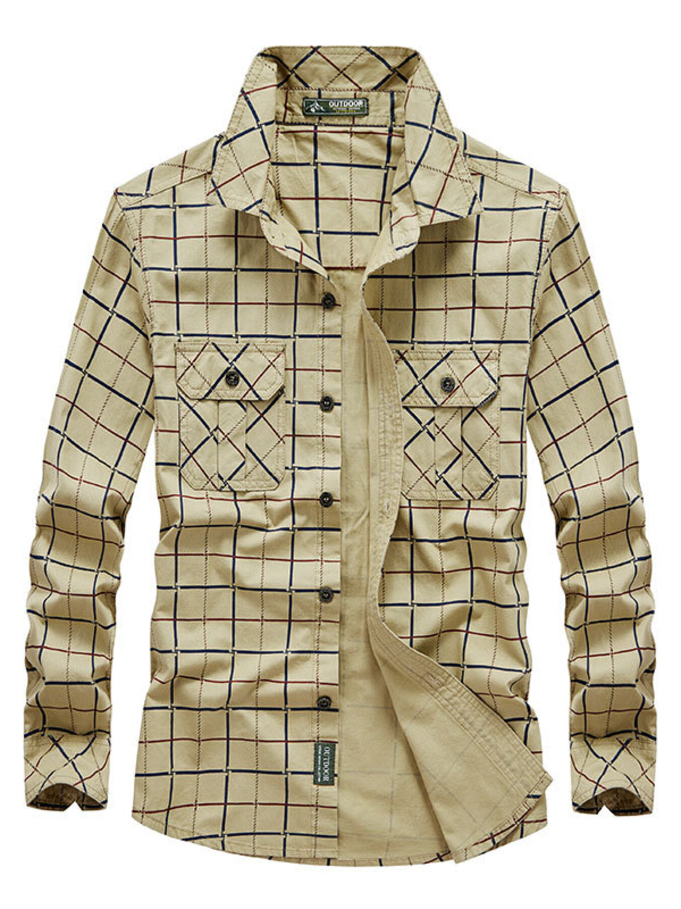 Men's Plus Size Casual Plaid Long Sleeve Shirt