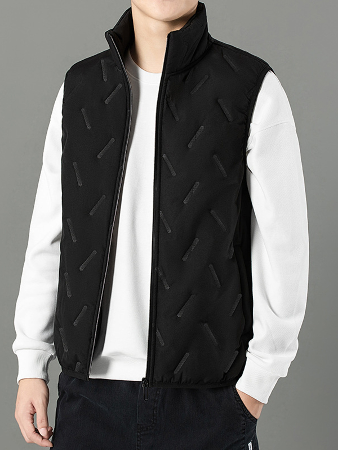 Men's Plus Size Zip Up Padded Quilted Vest