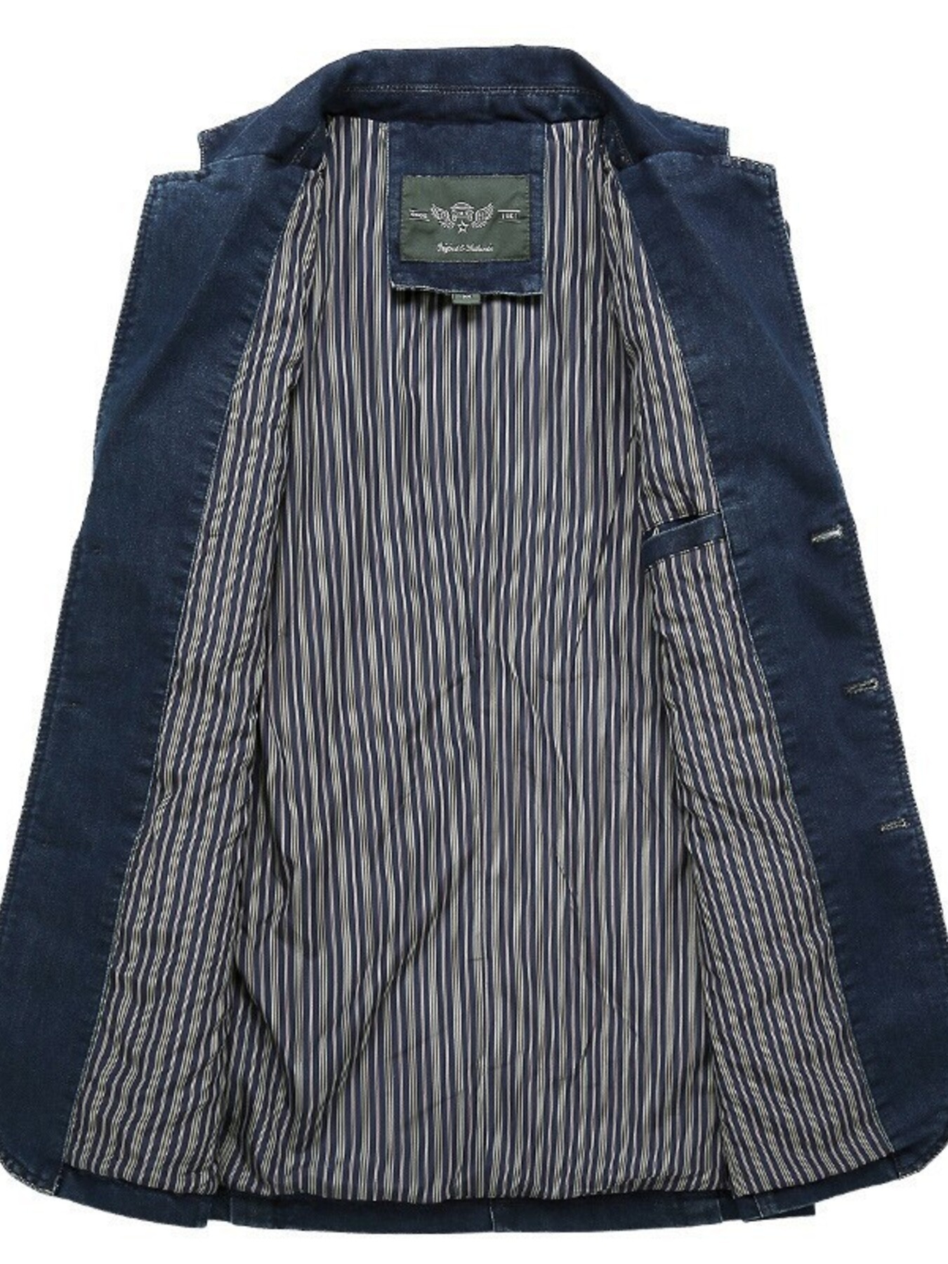 Men's Plus Size Single-Breasted Denim Blazer Jacket