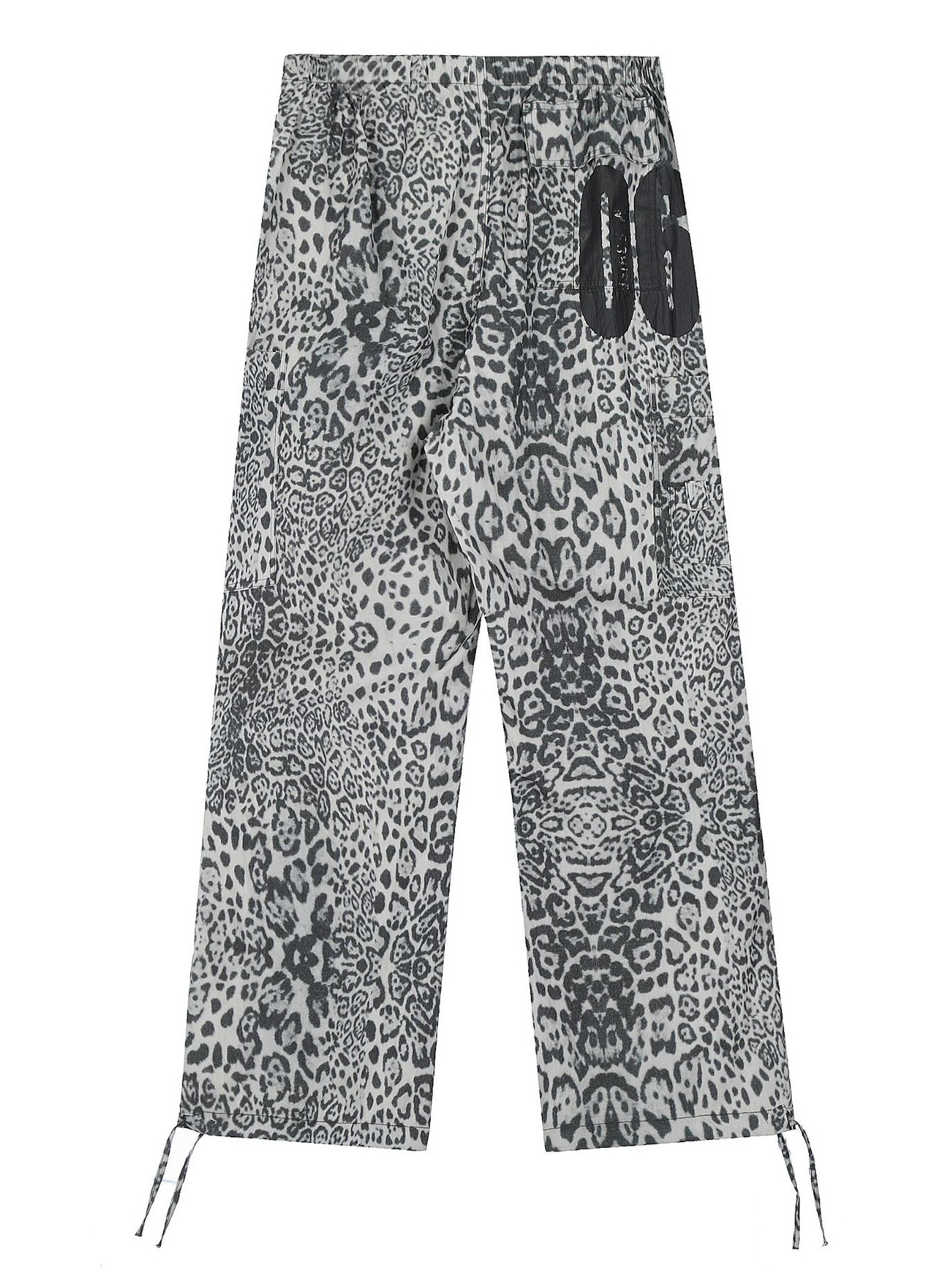 Men's Leopard Wide Leg Pants with Drawstring Details