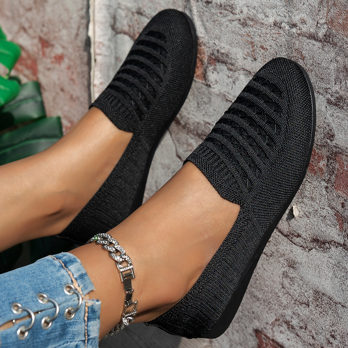 Breathable Knit Slip-On Loafers