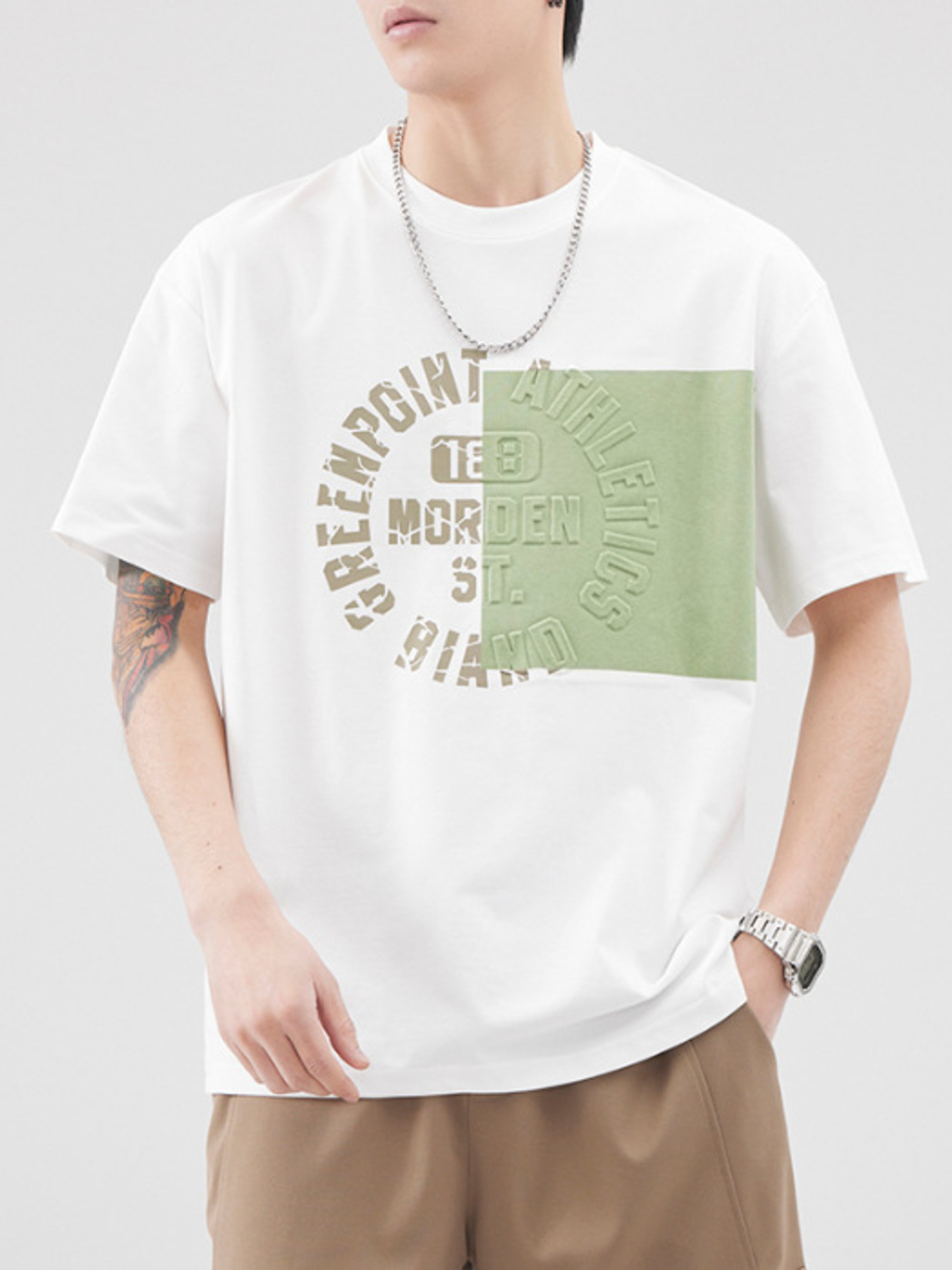 Men's Plus Size Color Block Round Neck T-Shirt