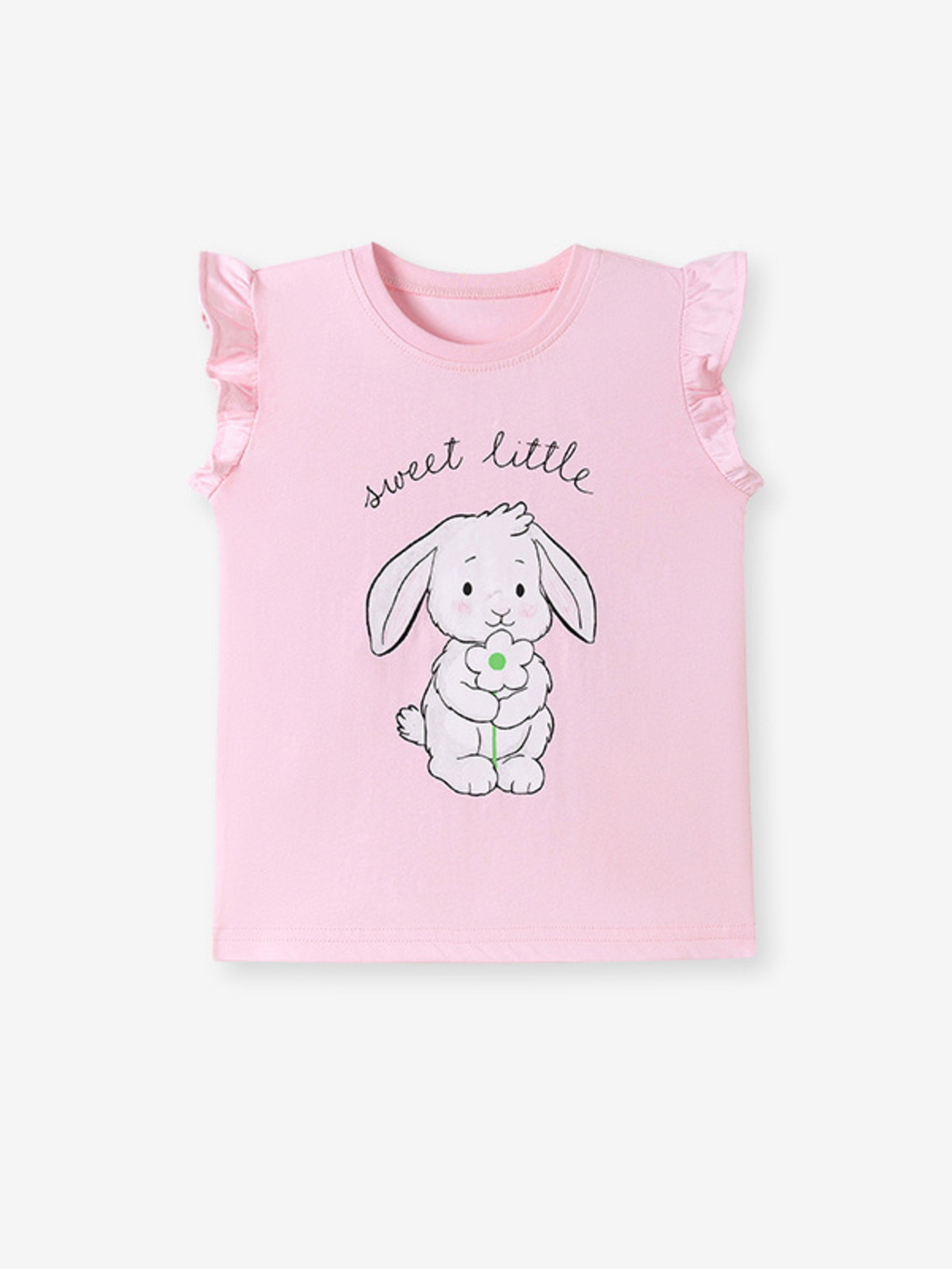 Children's Bunny Graphic Ruffle Sleeve T-Shirt