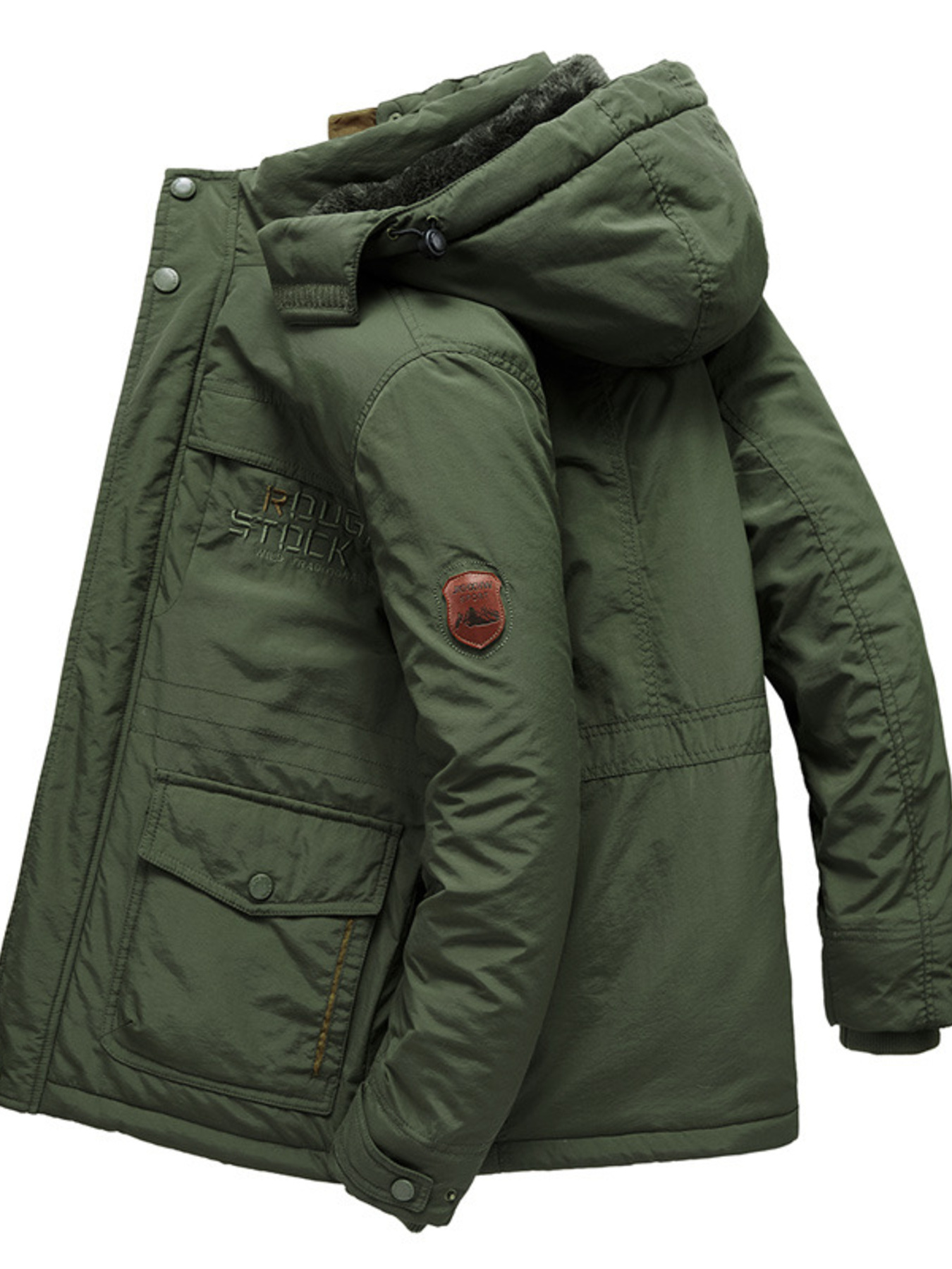 Men's Plus Size Zip Up Hooded Parka Coat