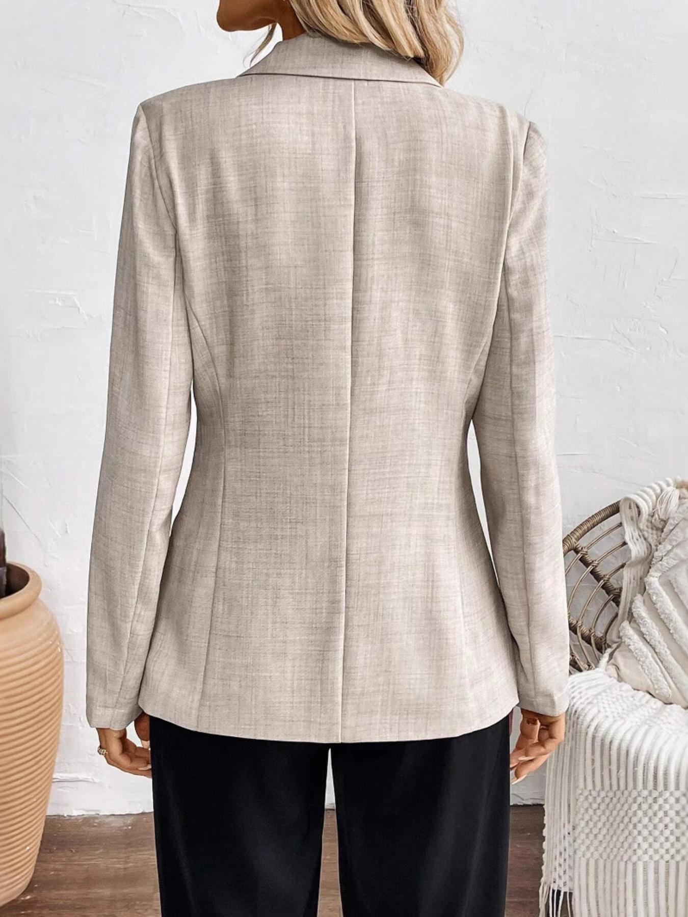 One Button Lapel Collar Blazer