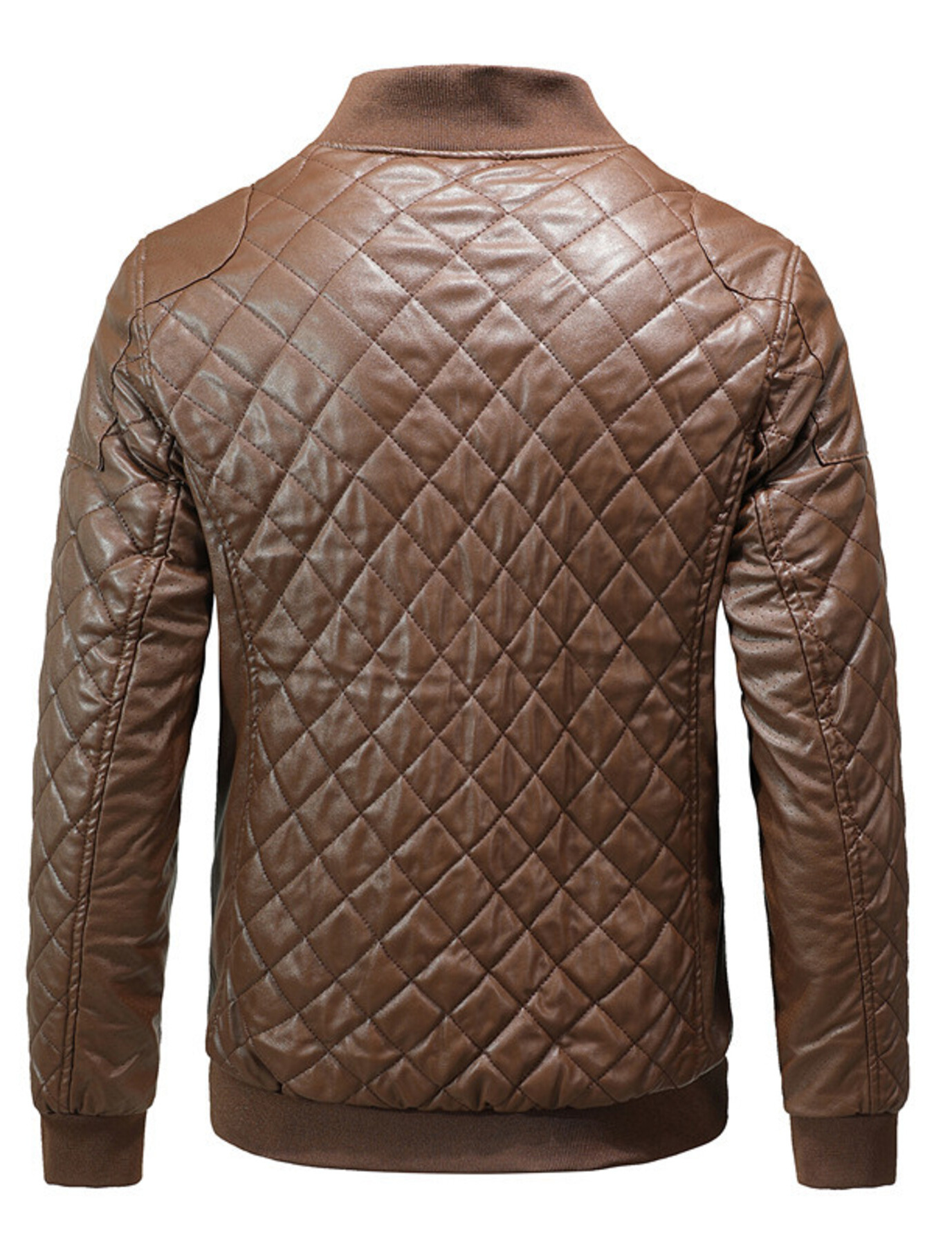 Men's Plus Size Quilted Faux Leather Bomber Jacket