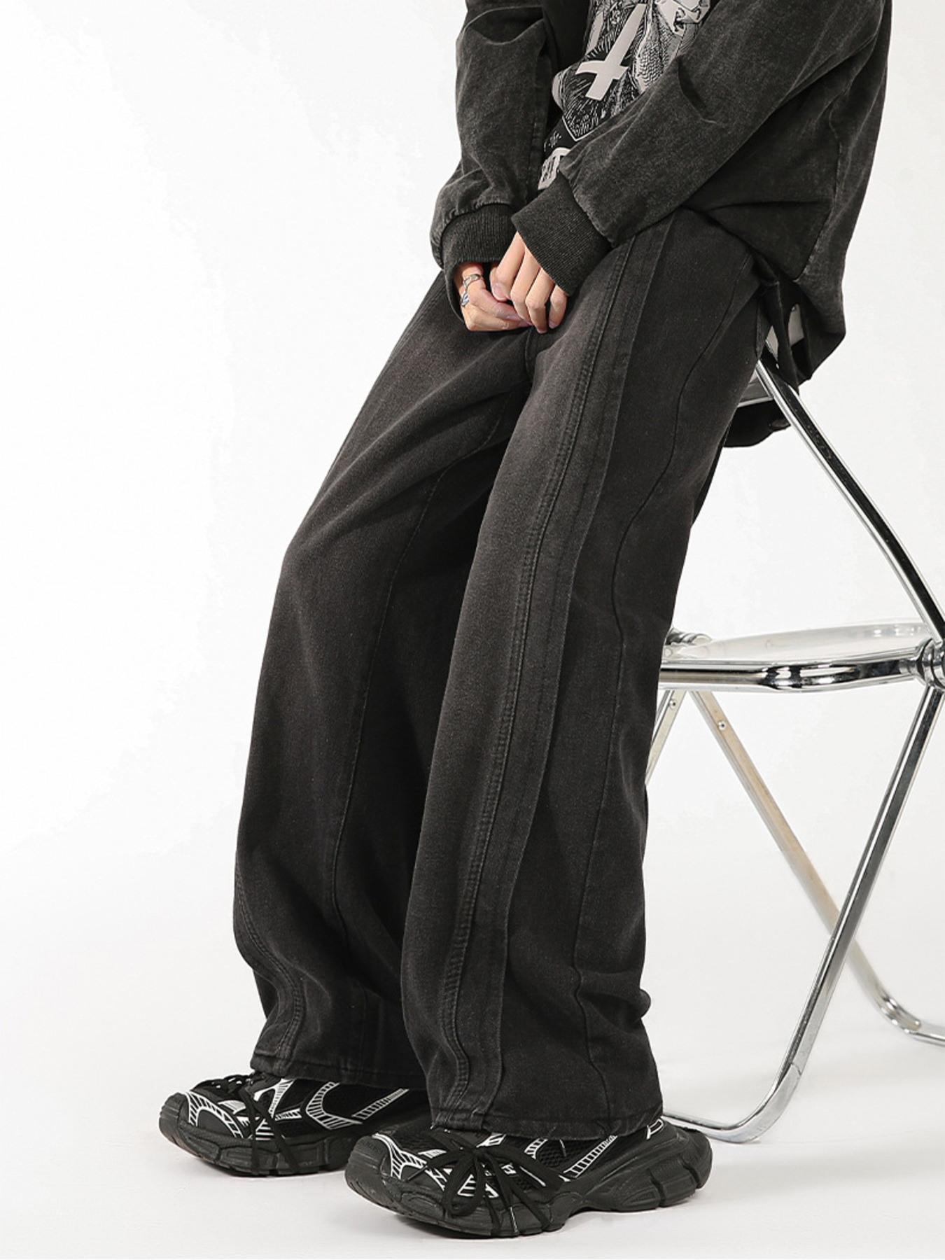 Men's Plus Size Vintage Wash Wide Leg Jeans