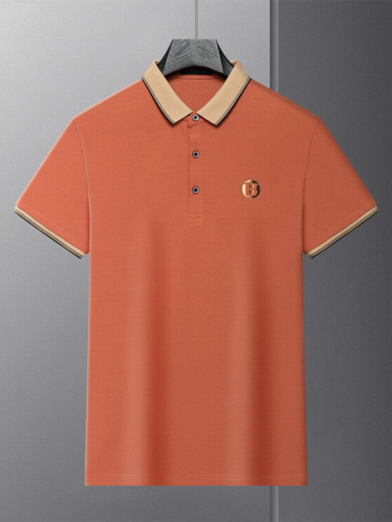 Men's Plus Size Contrast Collar Short Sleeve Polo Shirt