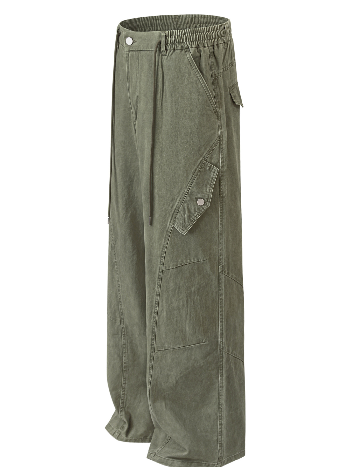 Men's Casual Wide Leg Cargo Pants with Elastic Waistband