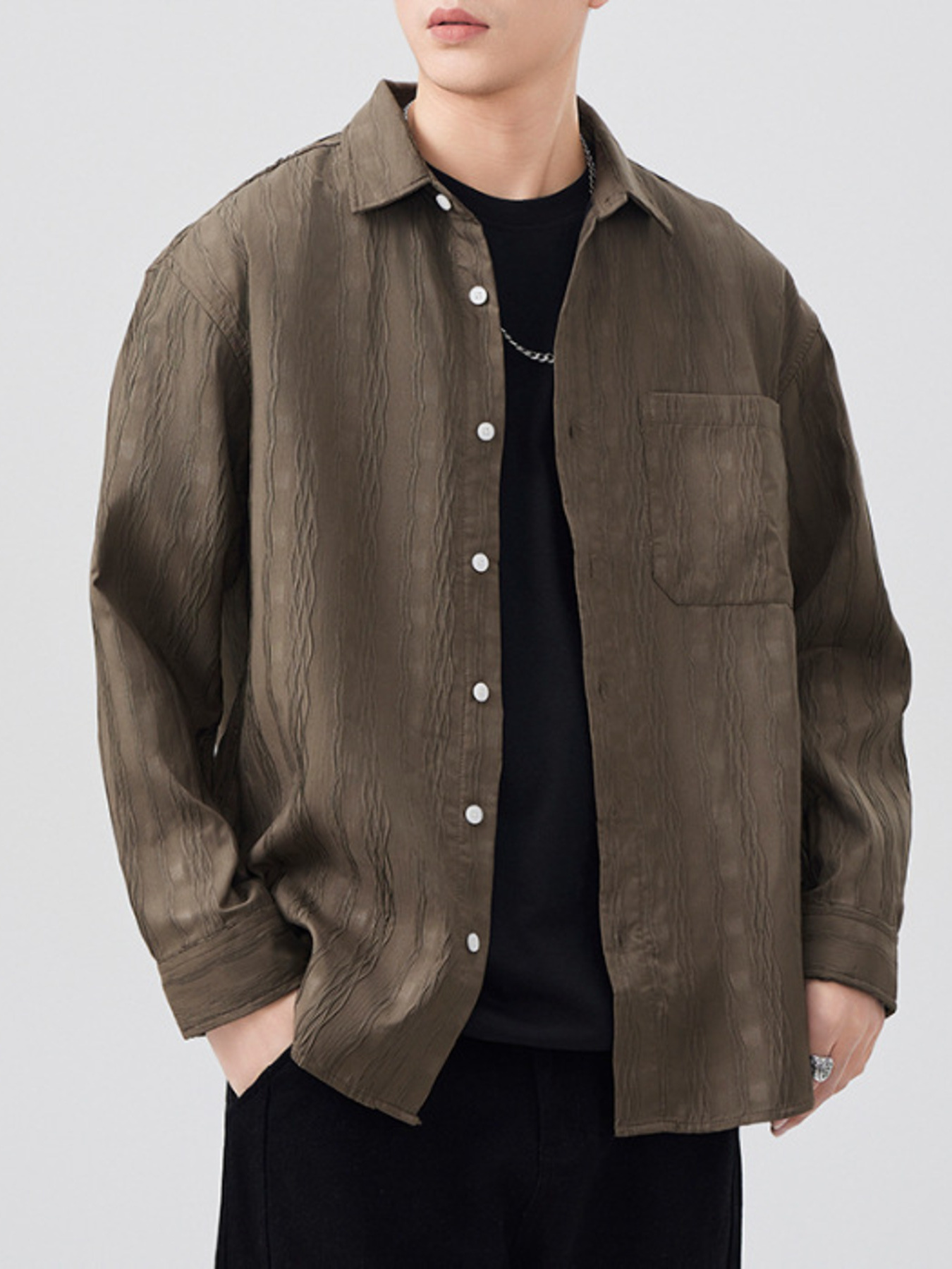 Men's Plus Size Button Up Long Sleeve Shirt