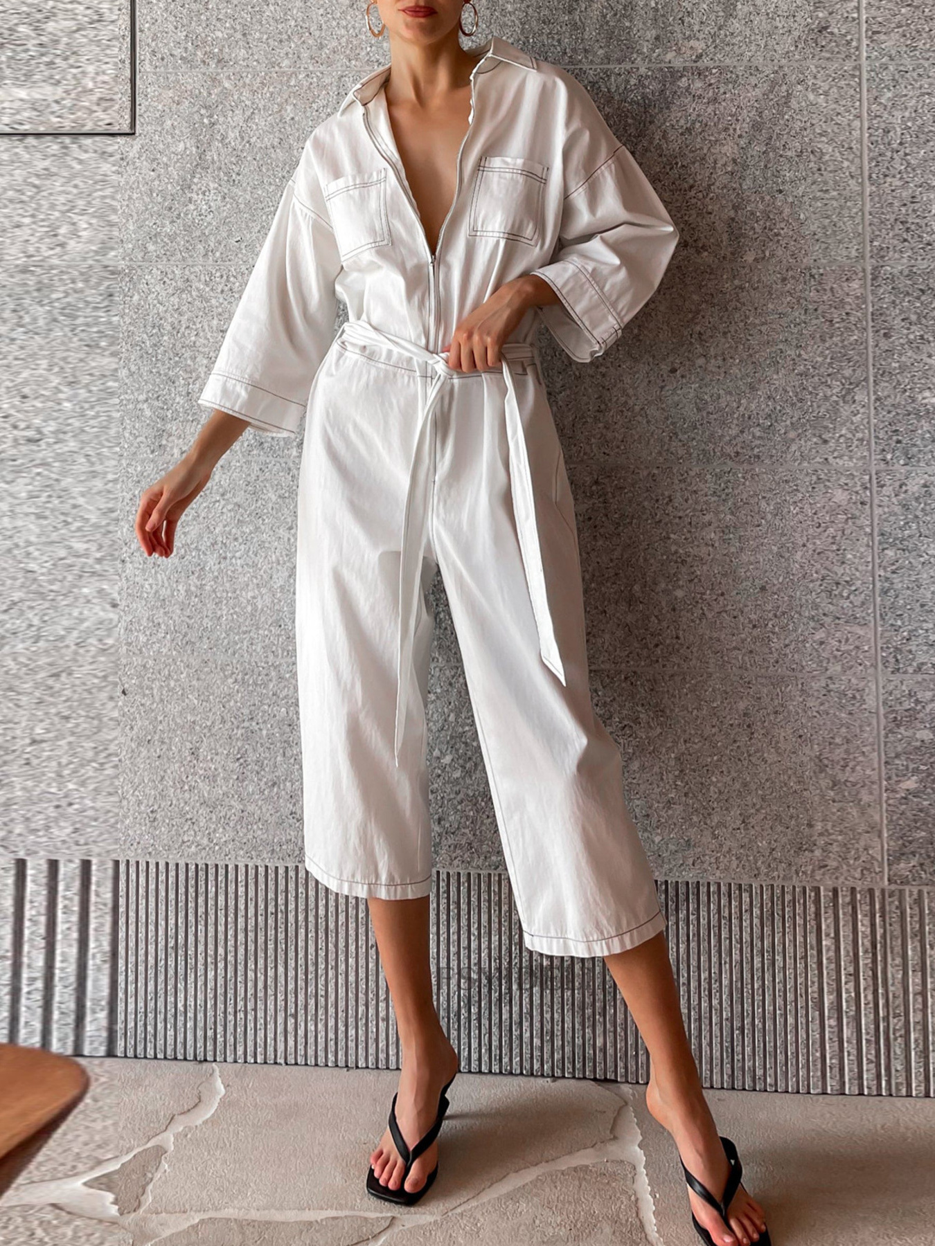 Tie Waist Wide Leg Jumpsuit