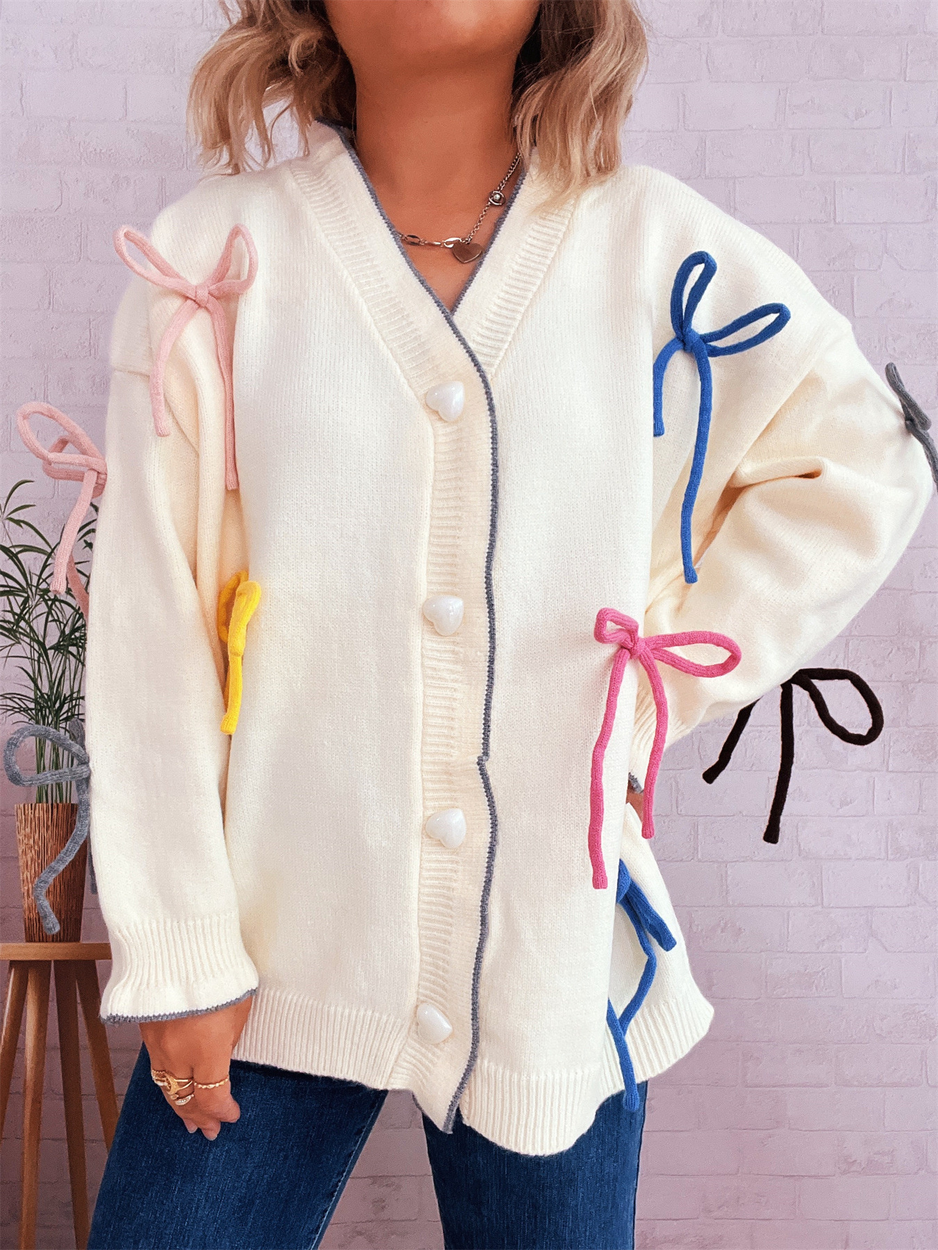 Bow Tie Button Up Cardigan