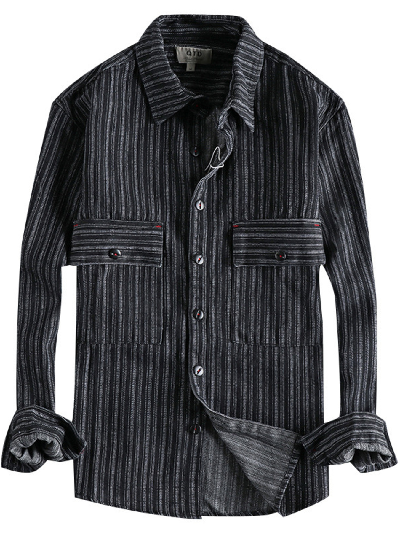 Men's Striped Button Down Denim Shirt