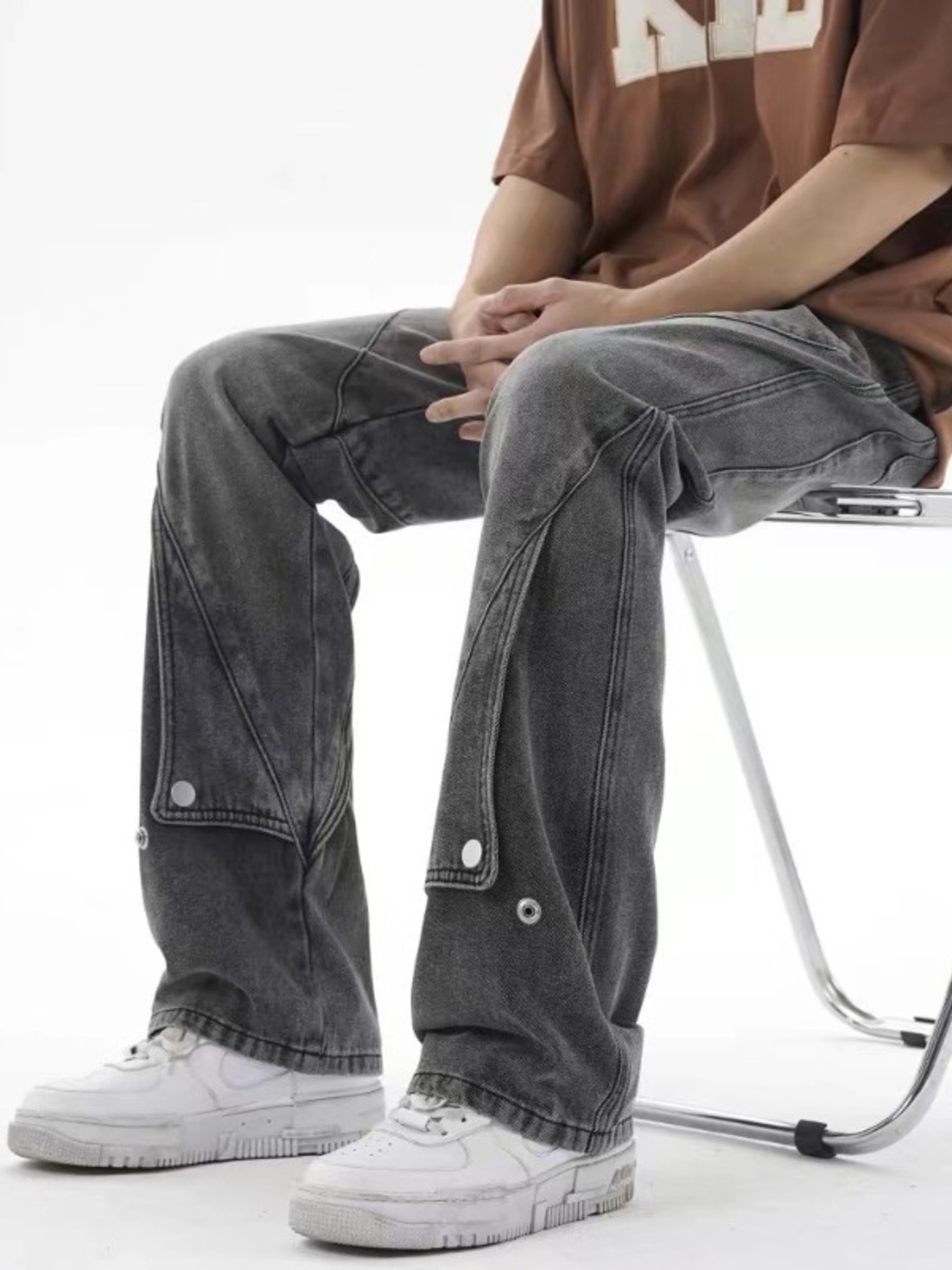 Men's Plus Size Wash Wide Leg Jeans