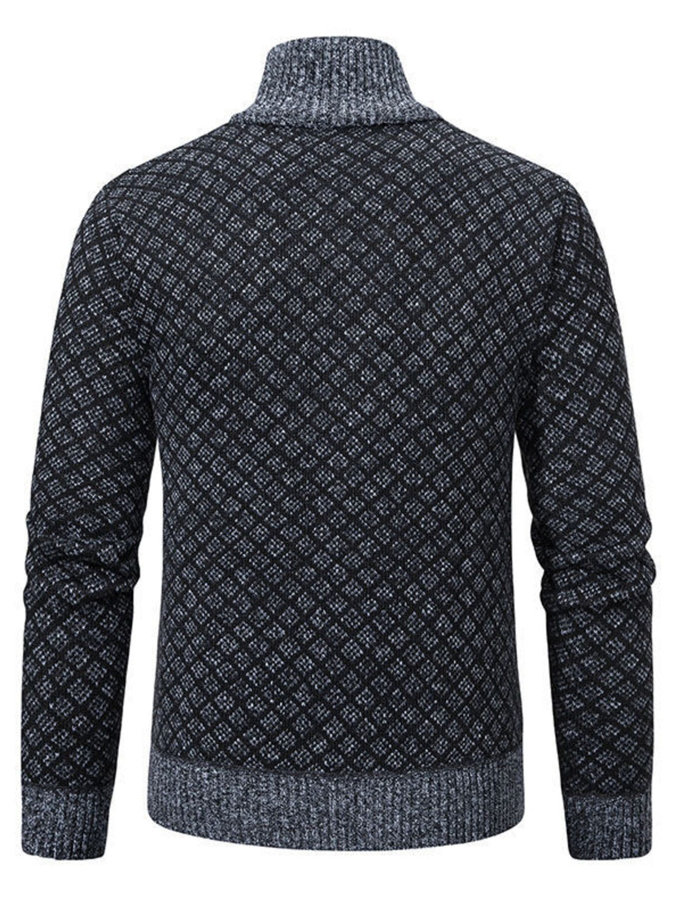 Men's Plus Size Diamond Pattern Zip-Up Knit Cardigan