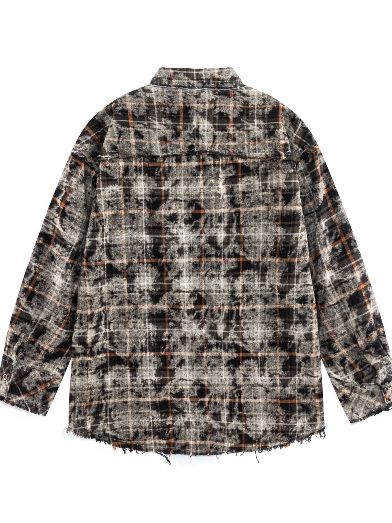 Men's Plaid Flannel Shirt with Raw Edge Details