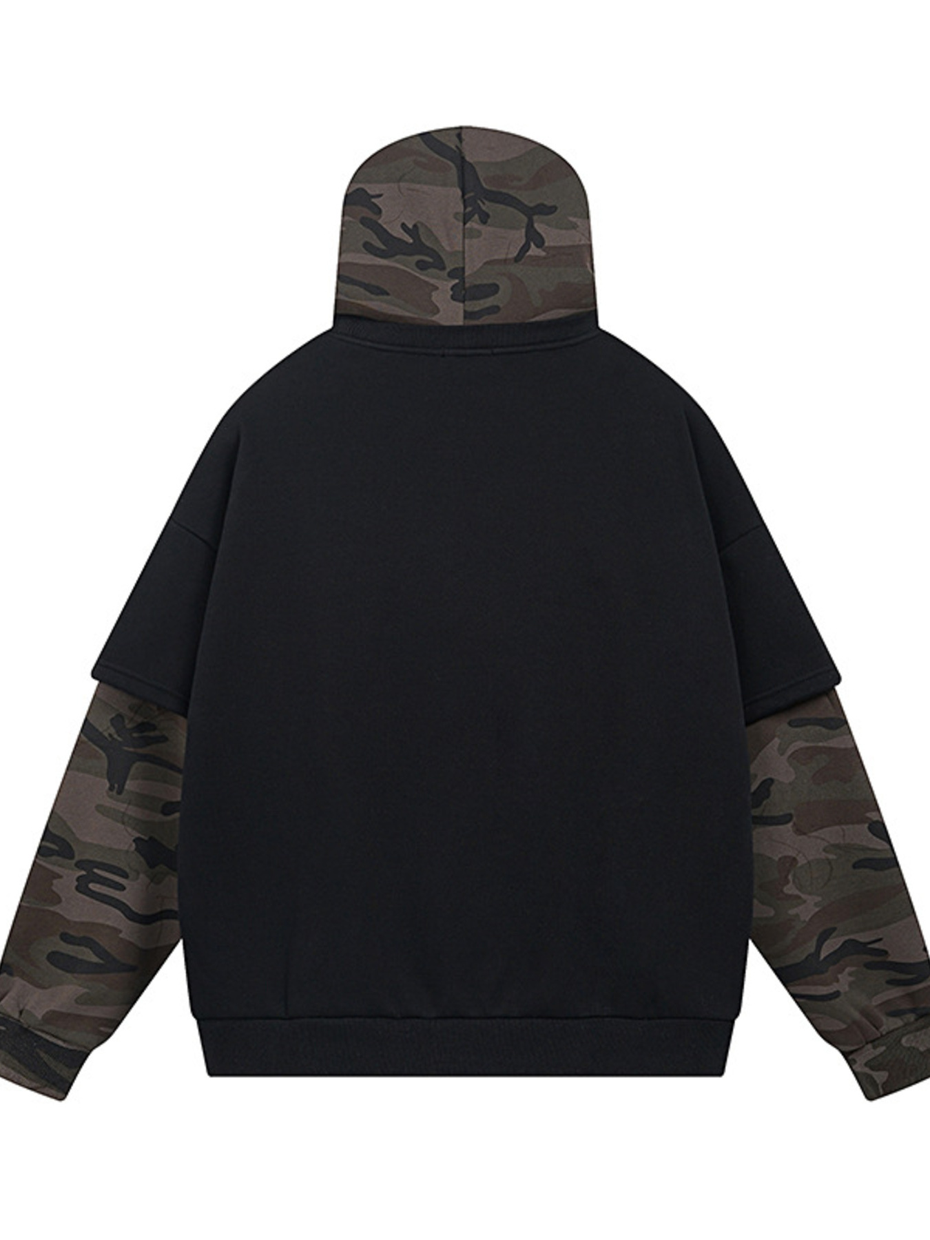 Men's Oversized Number 24 Hoodie with Camo Contrast Sleeves