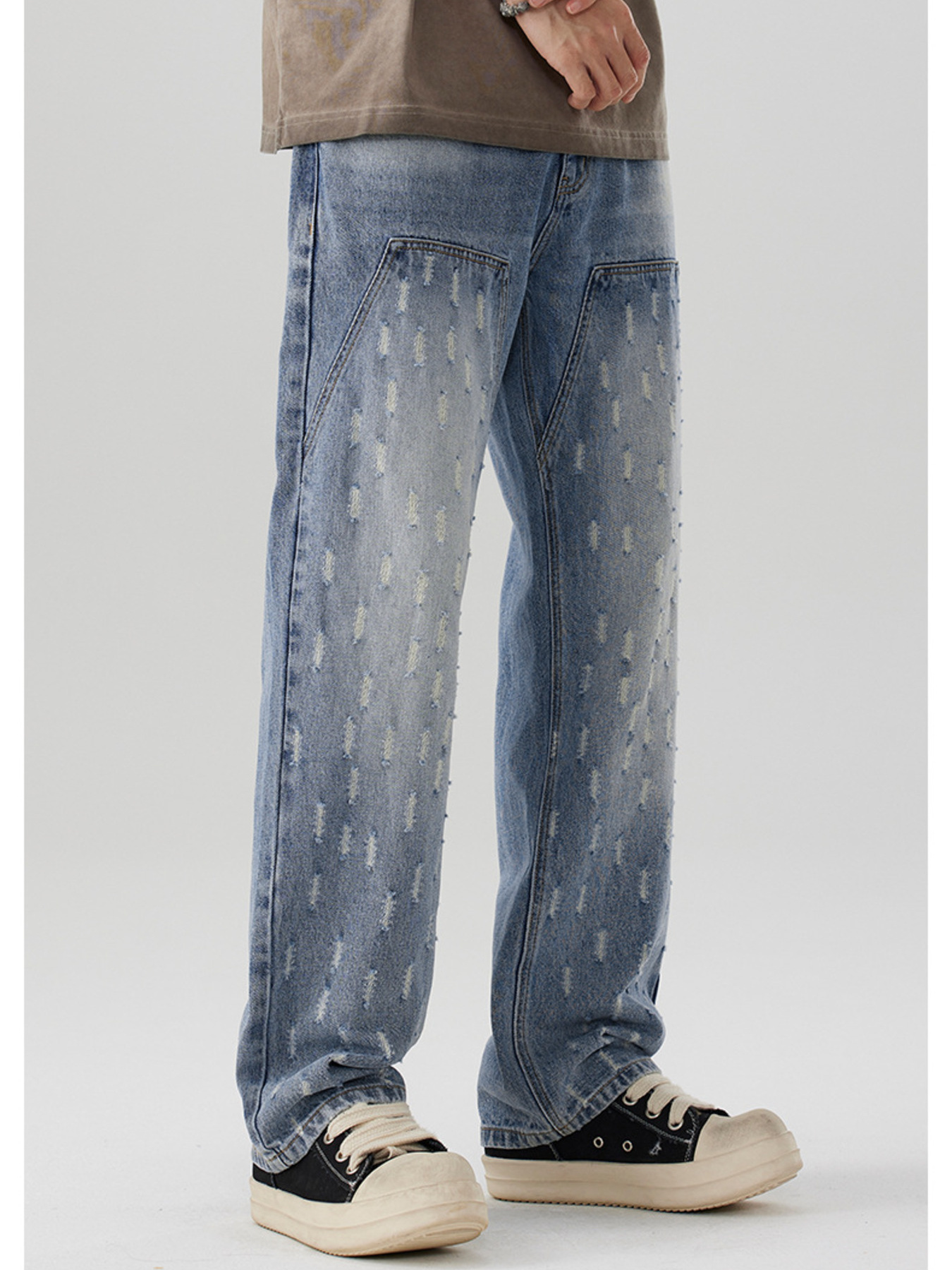 Men's Washed Wide Leg Jeans