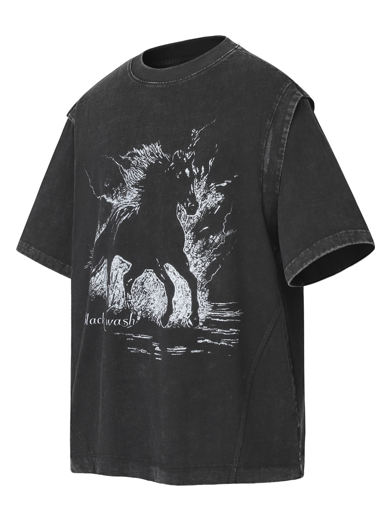 Men's Wash Graphic Round Neck T-Shirt