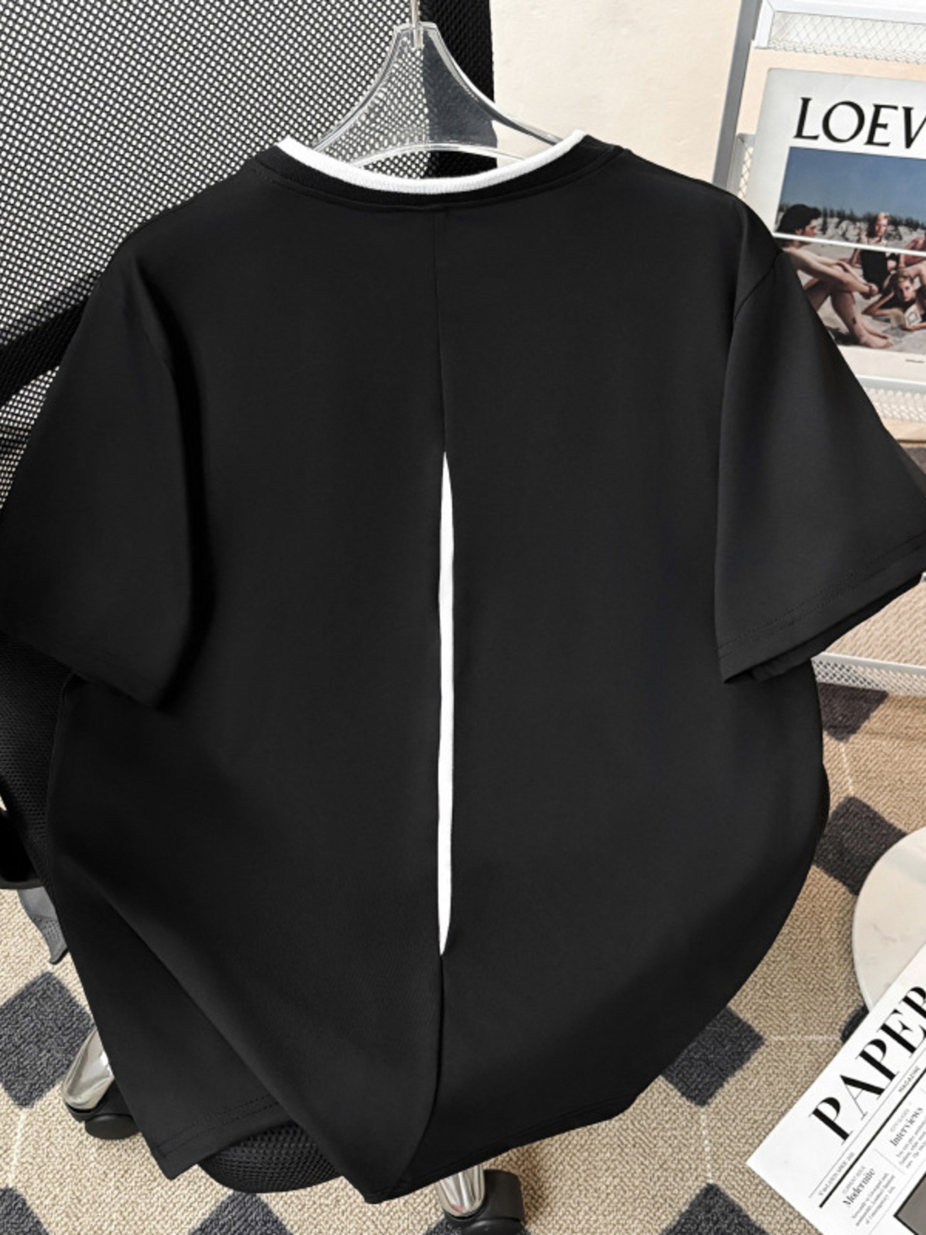 Men's Plus Size Contrast Trim Round Neck Short Sleeve T-Shirt