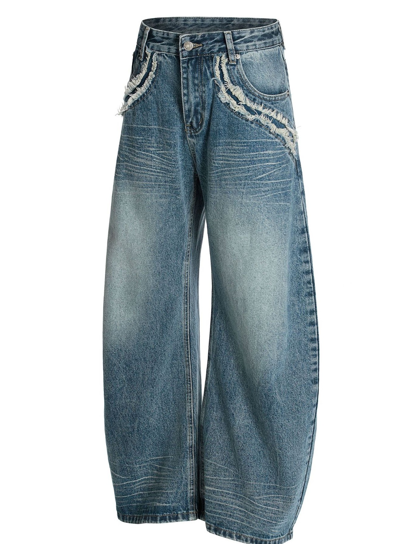 Men's Wide-Leg Vintage Wash Jeans