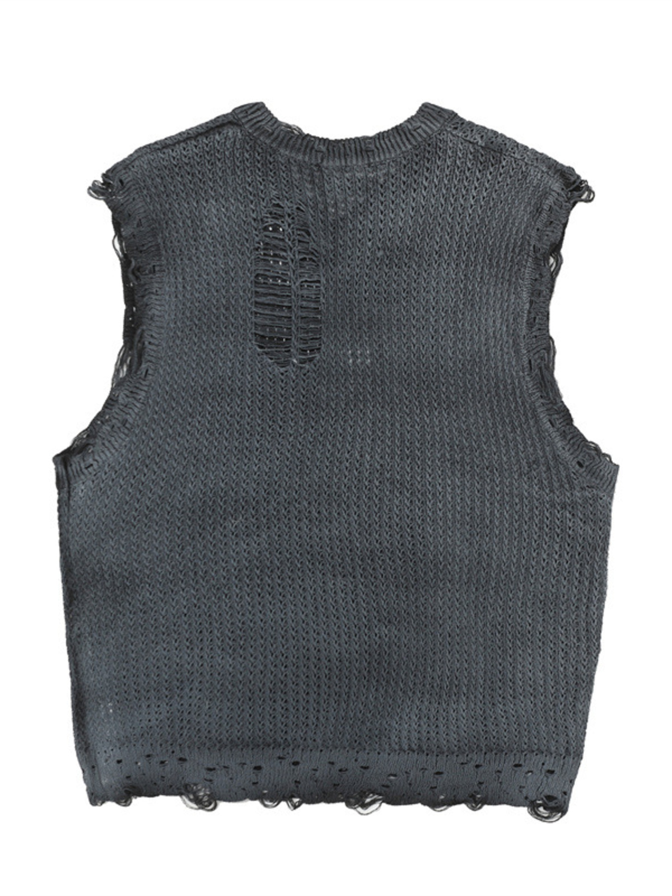 Men's Distressed Knit Vest with Frayed Edges