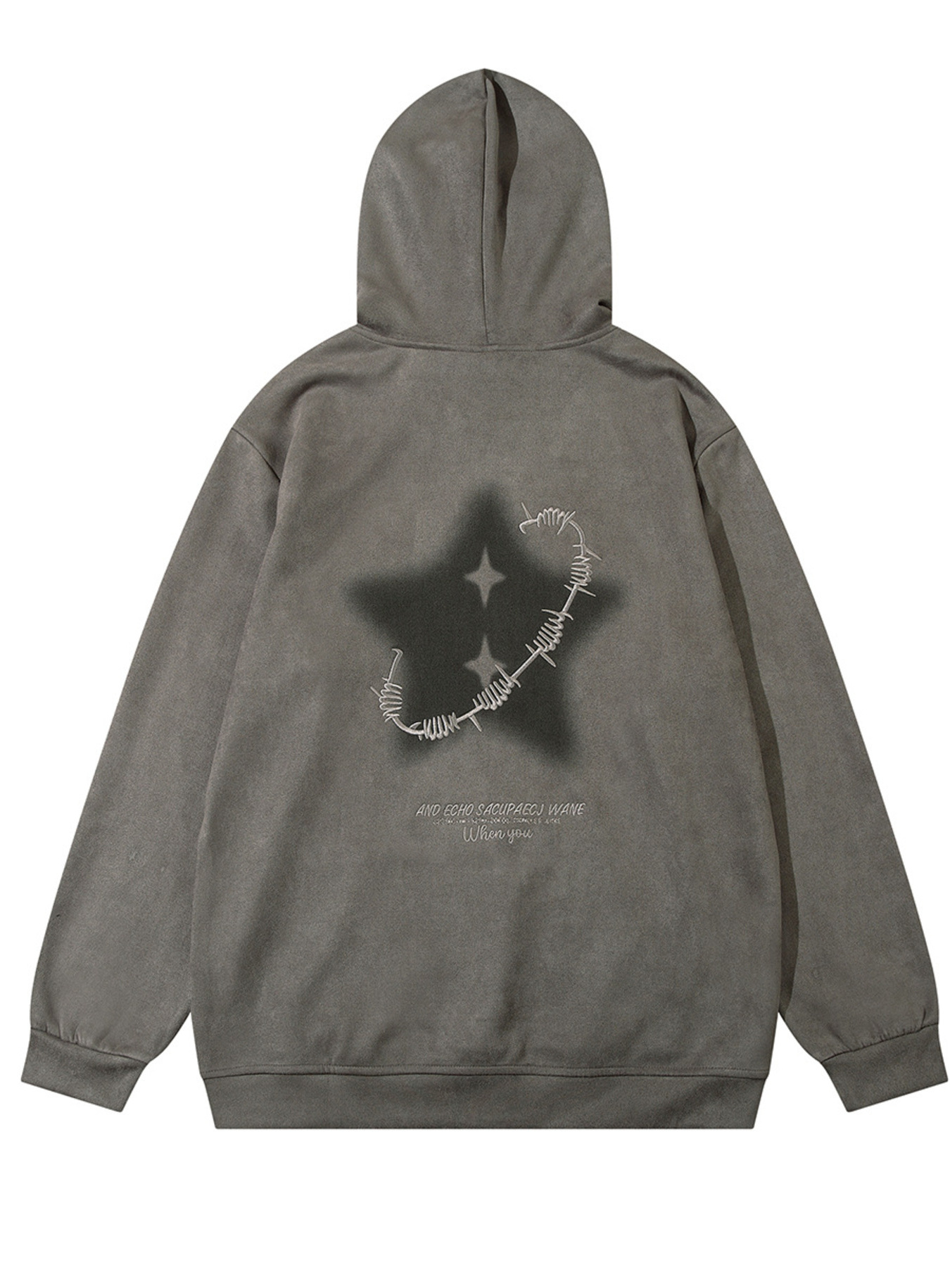 Men's Washed Oversized Hoodie with Embroidered Detail