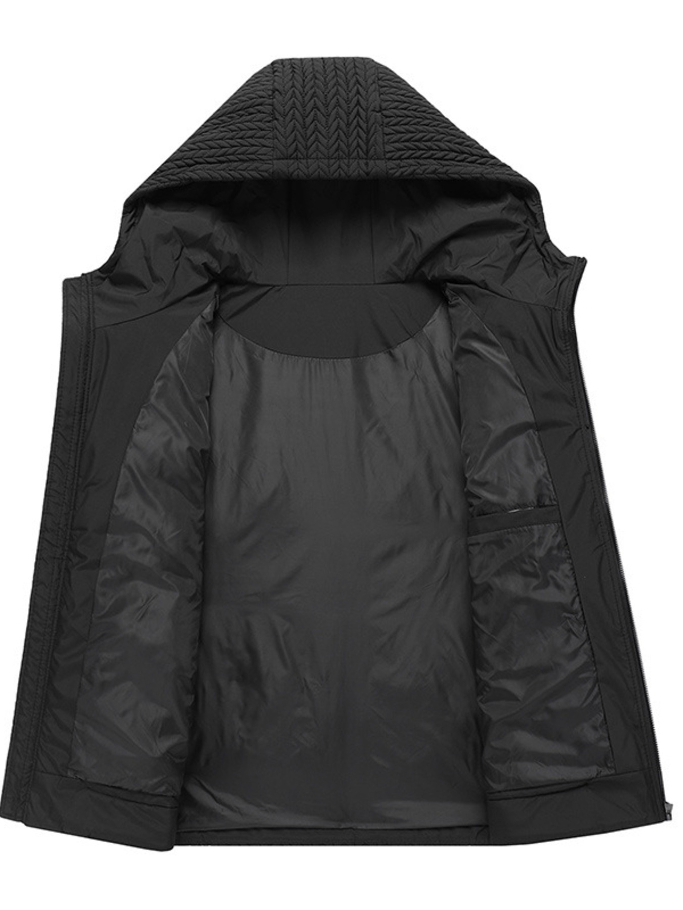 Men's Plus Size Texture Hooded Puffer Jacket