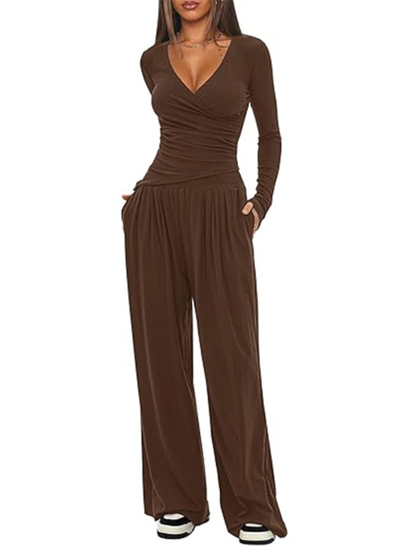 Casual Long Sleeve Top and Pants Two-Piece Set