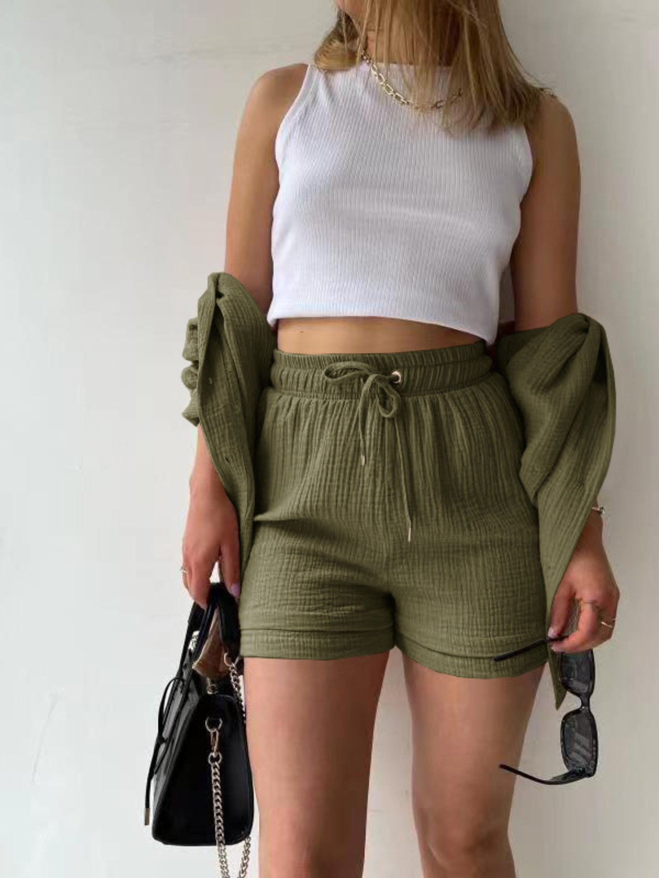 Button Up Shirt and Shorts Set