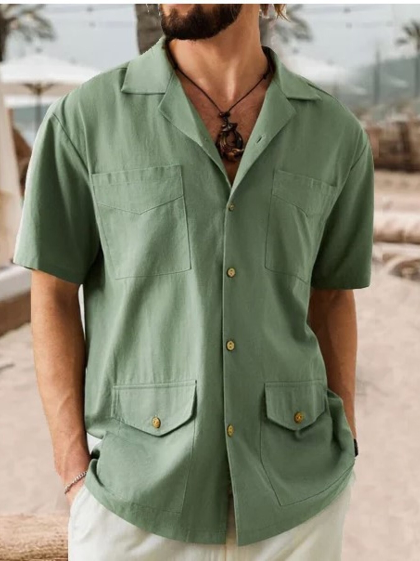 Men's Full Size Button Up Short Sleeve Shirt Plus Size
